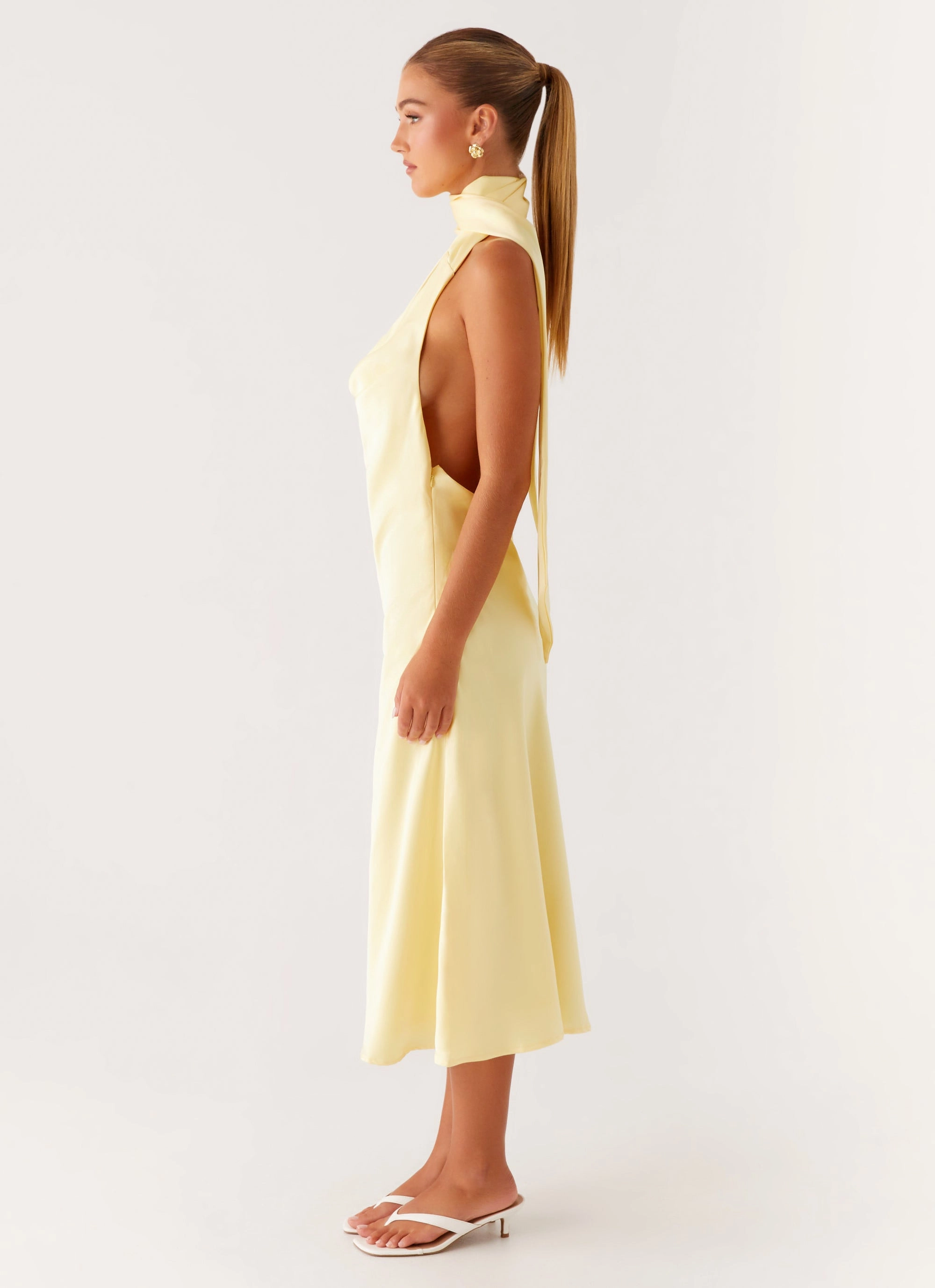 Wrap style Layered-Look Sonny Midi Dress - Yellow