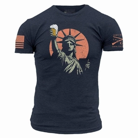 Cool and Comfortable Toast To Freedom T-Shirt - Midnight Navy
