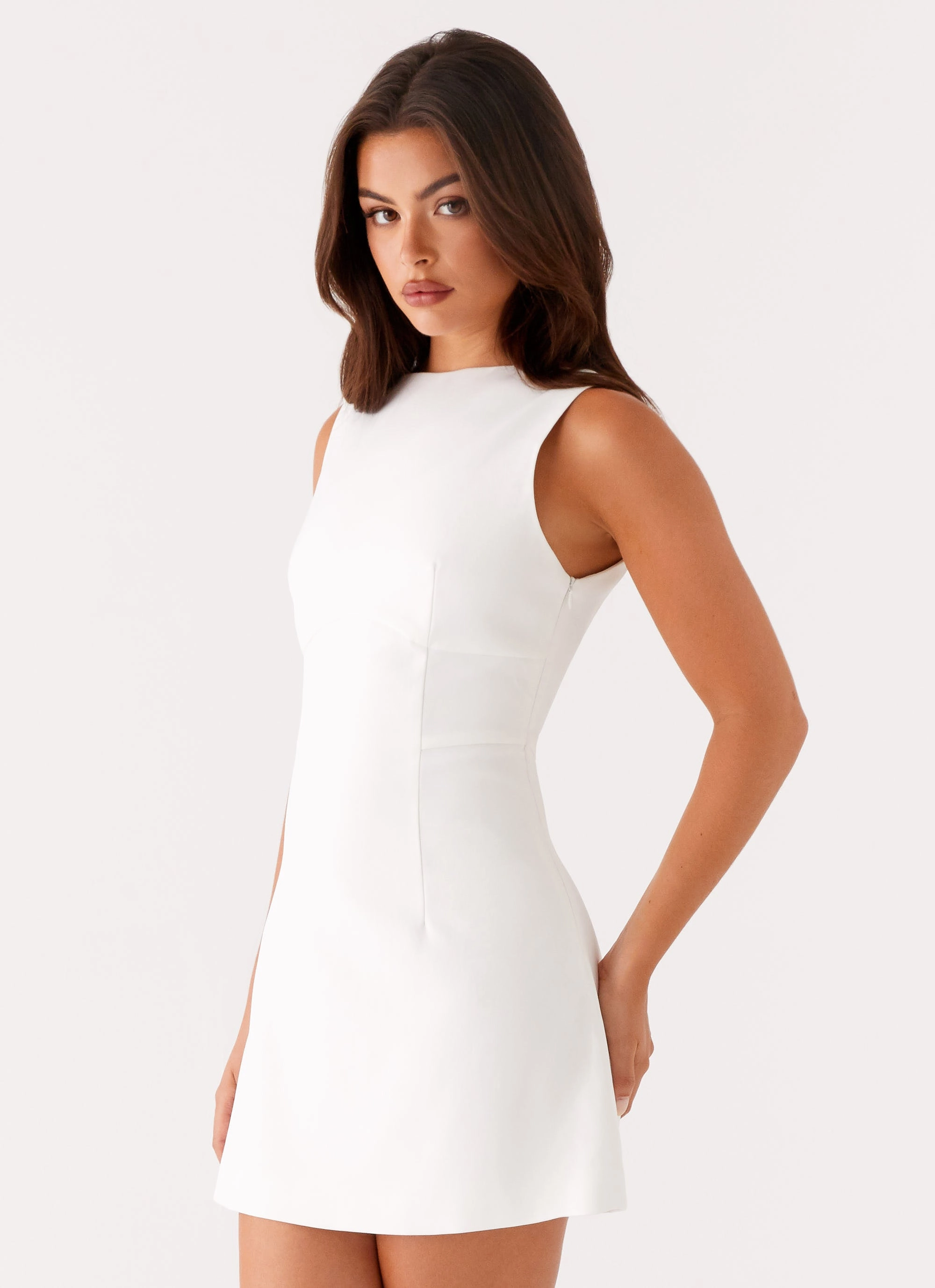 Peach Tone Lulita Mini Dress - White