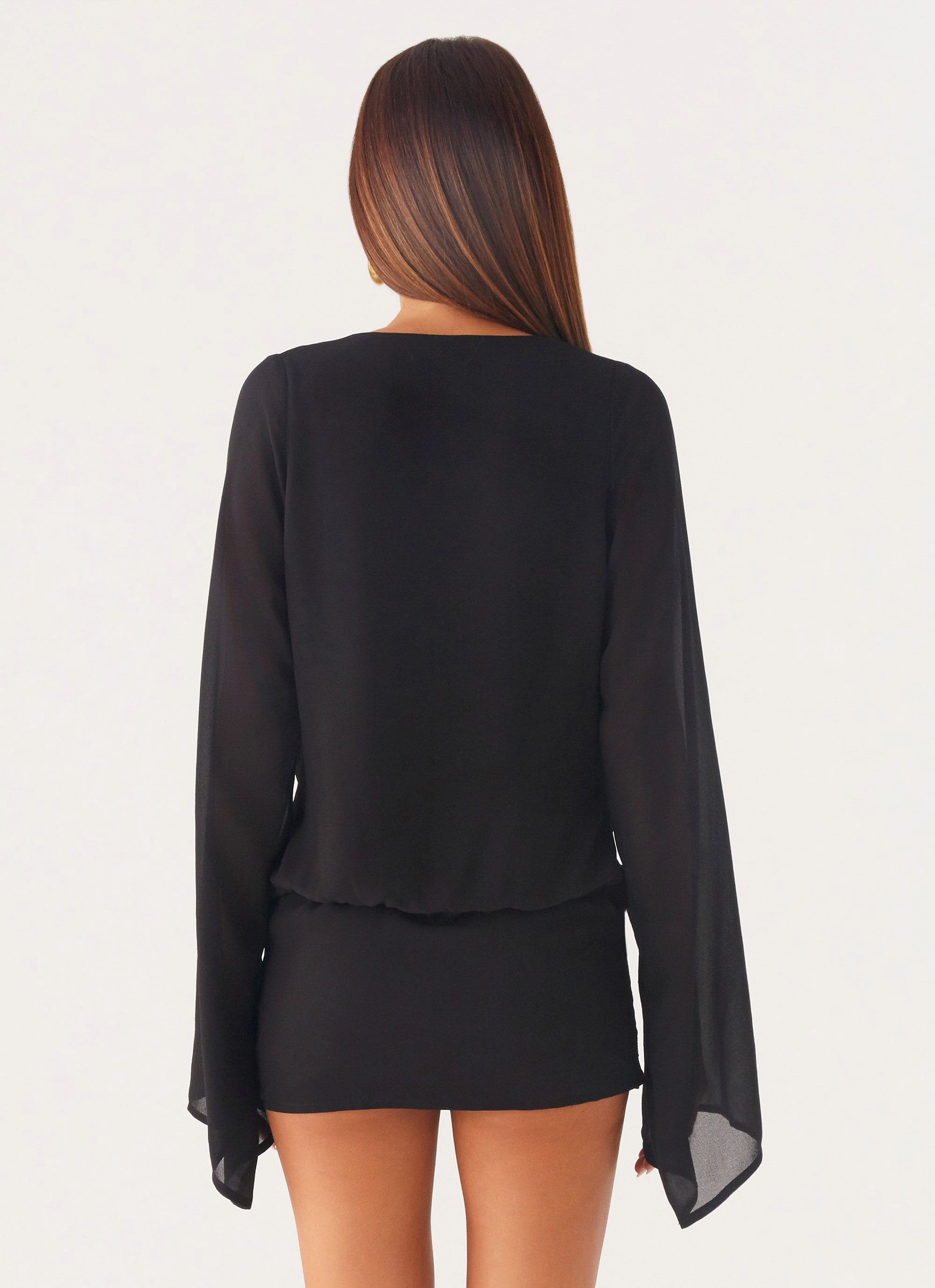 Office Wear Sorrel Long Sleeve Mini Dress - Black