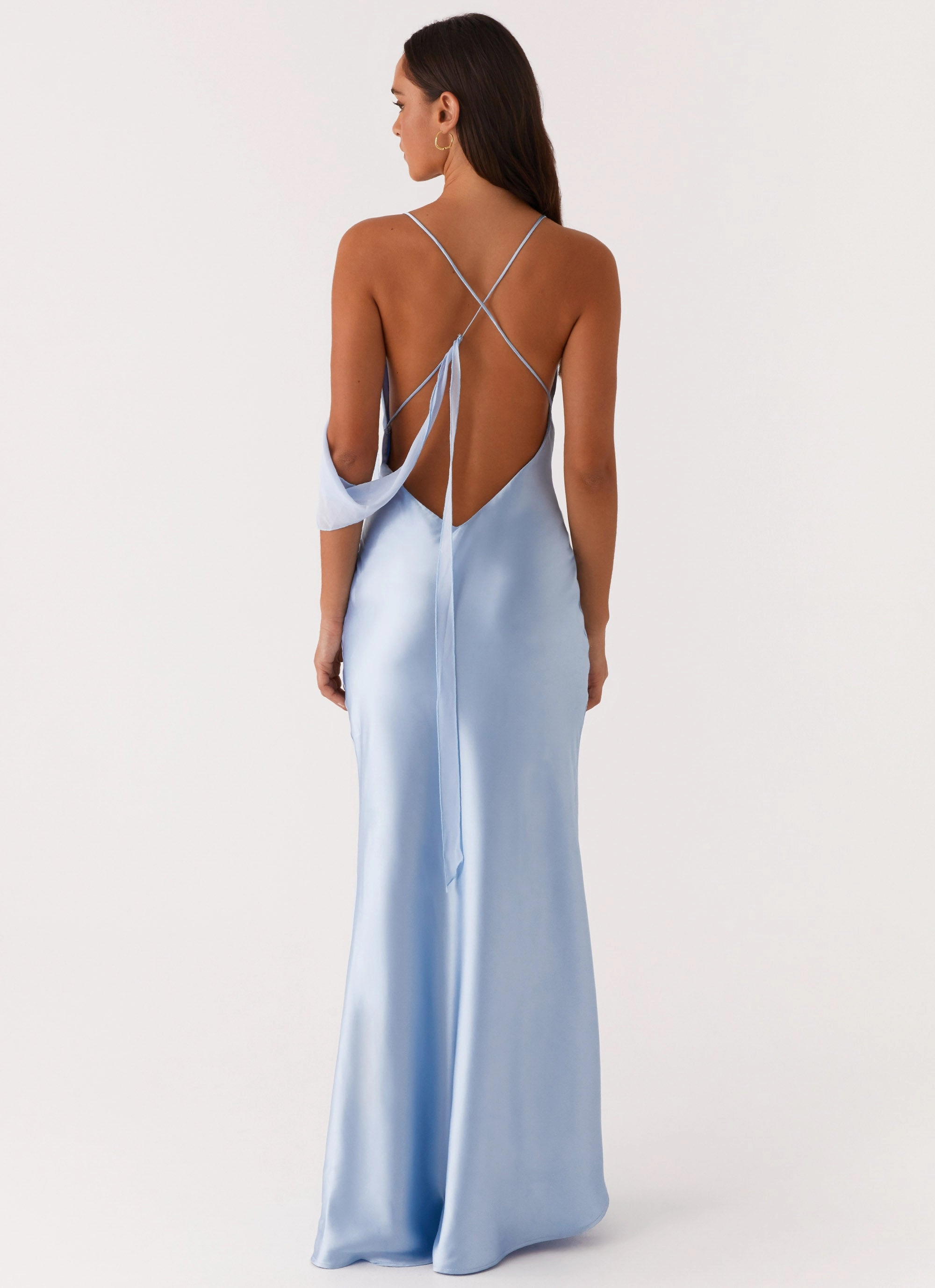Layered Fabric Sharp Mood Too Sweet Satin Maxi Dress - Blue
