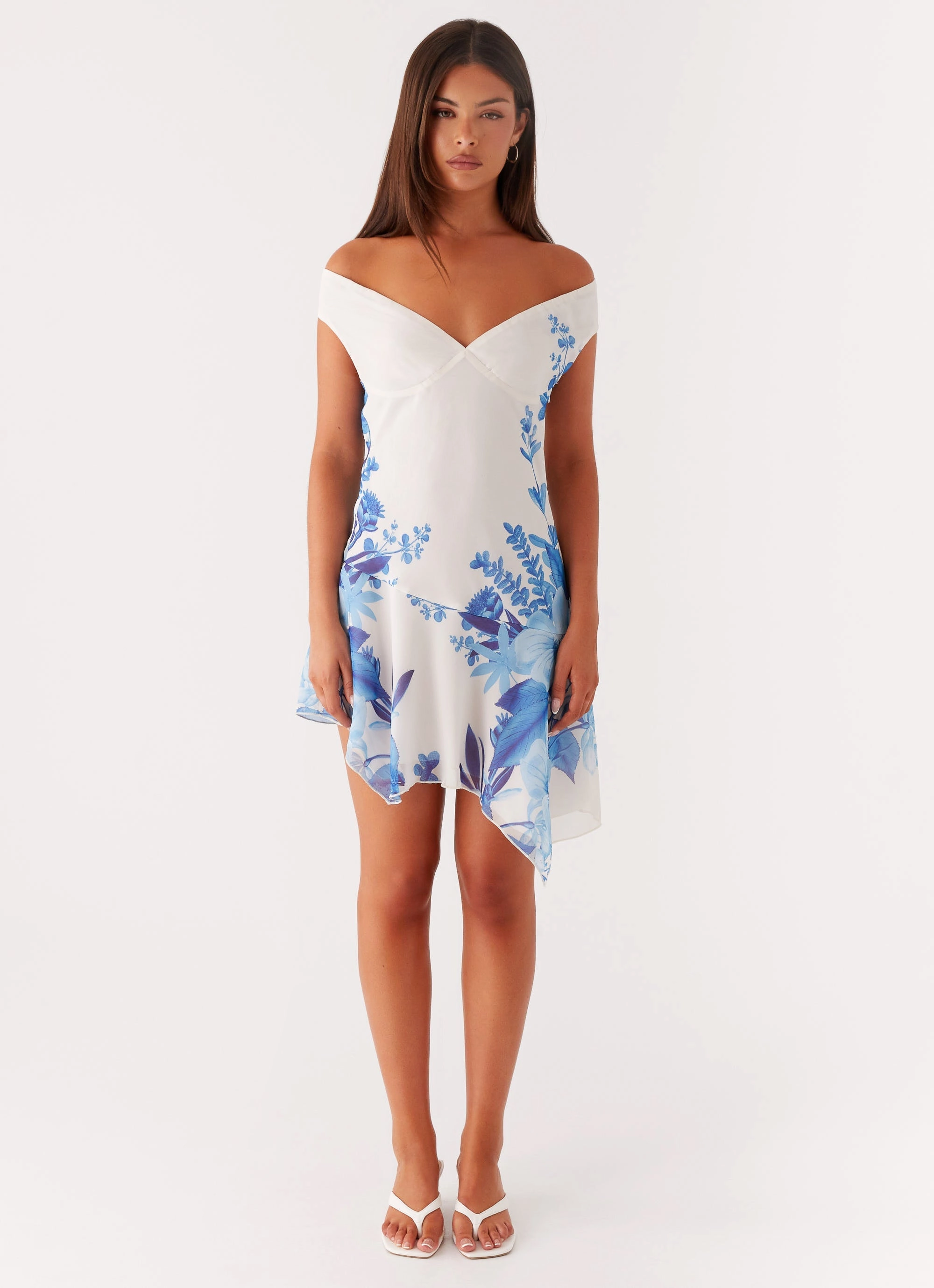 Stylish Fit Smart Casual Alma Mini Dress - Blue Floral Print