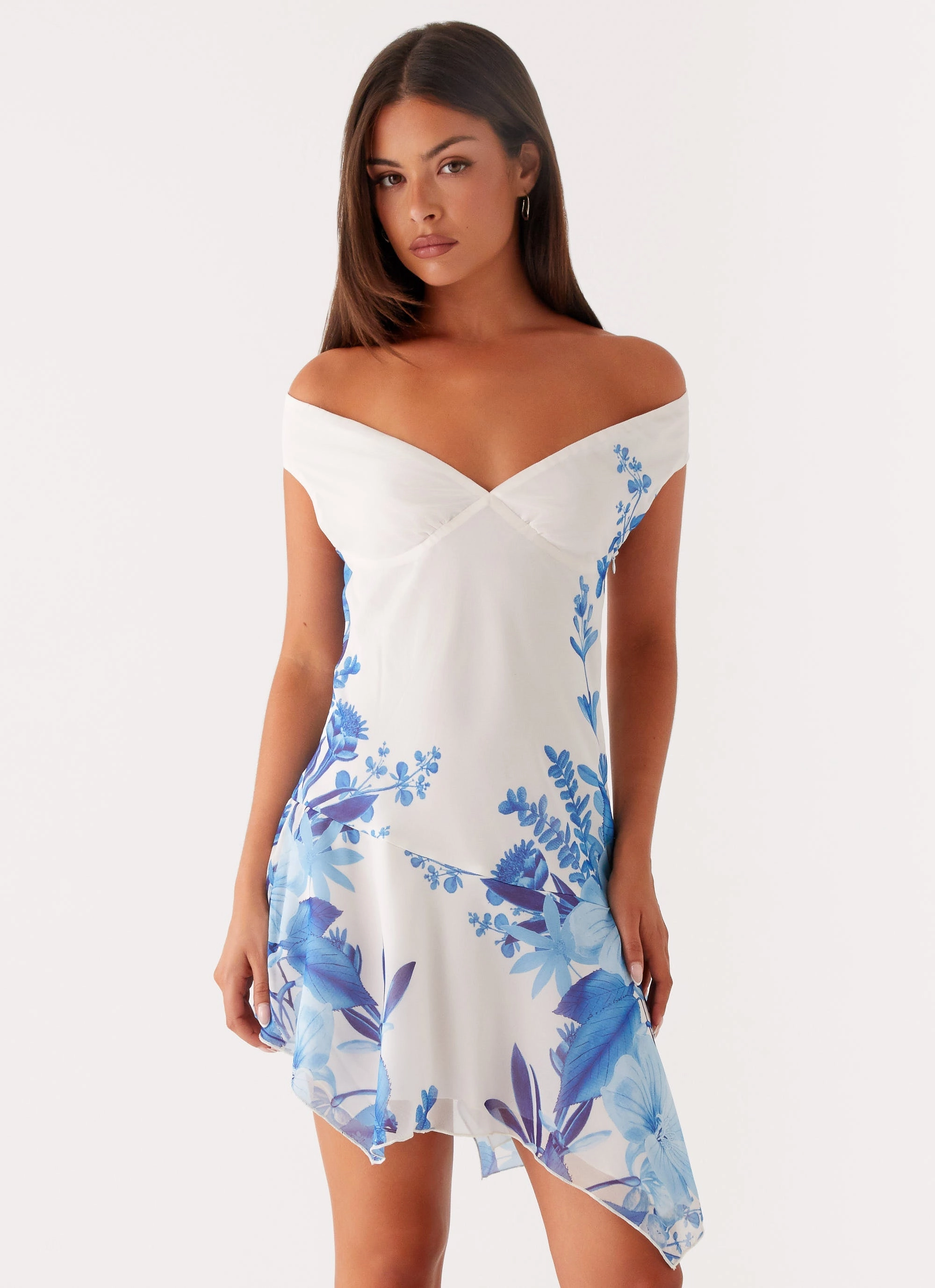 All Season Style Alma Mini Dress - Blue Floral Print