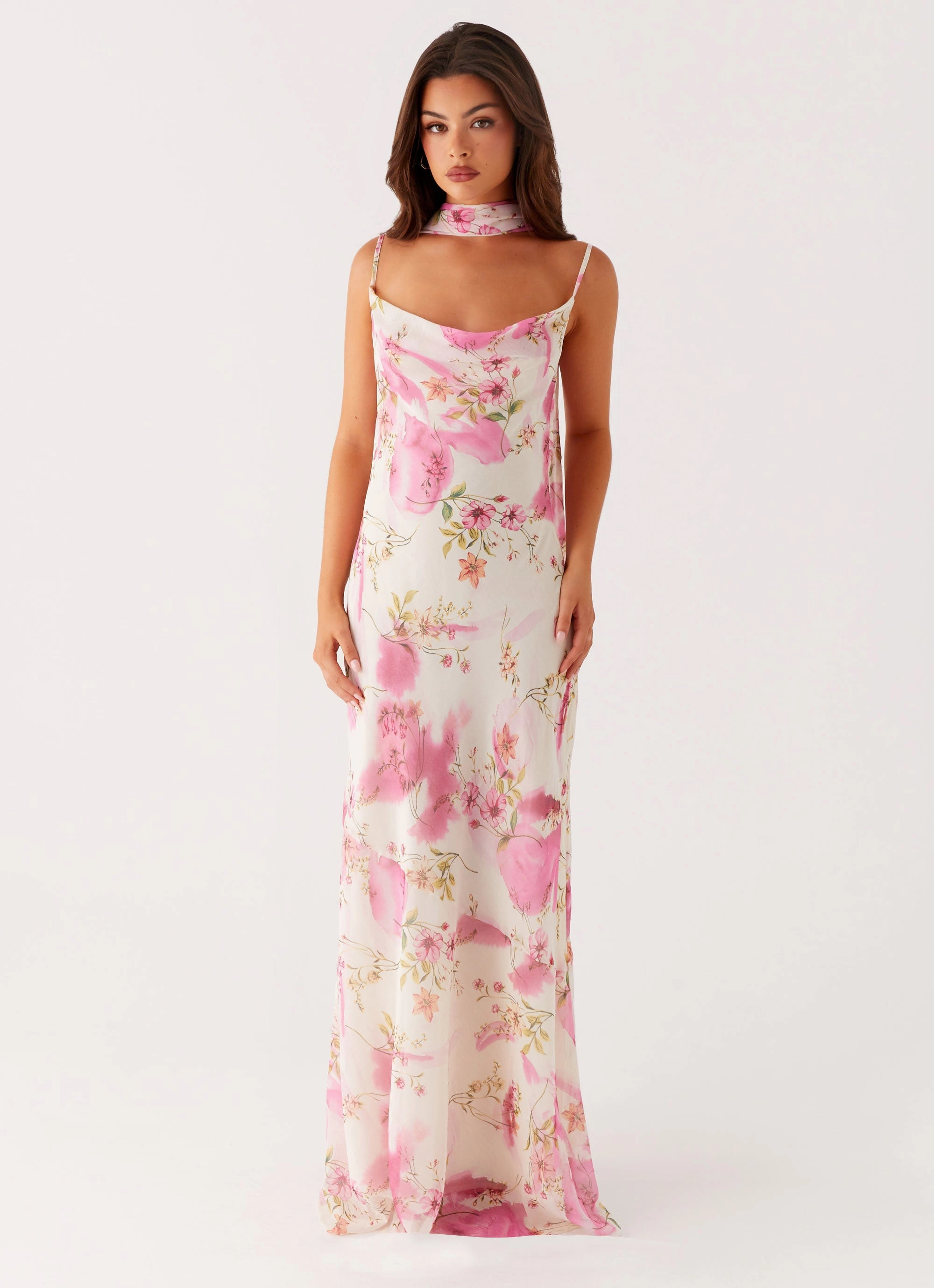 All Gender Fit Spencer Maxi Dress - Ivory Floral Print