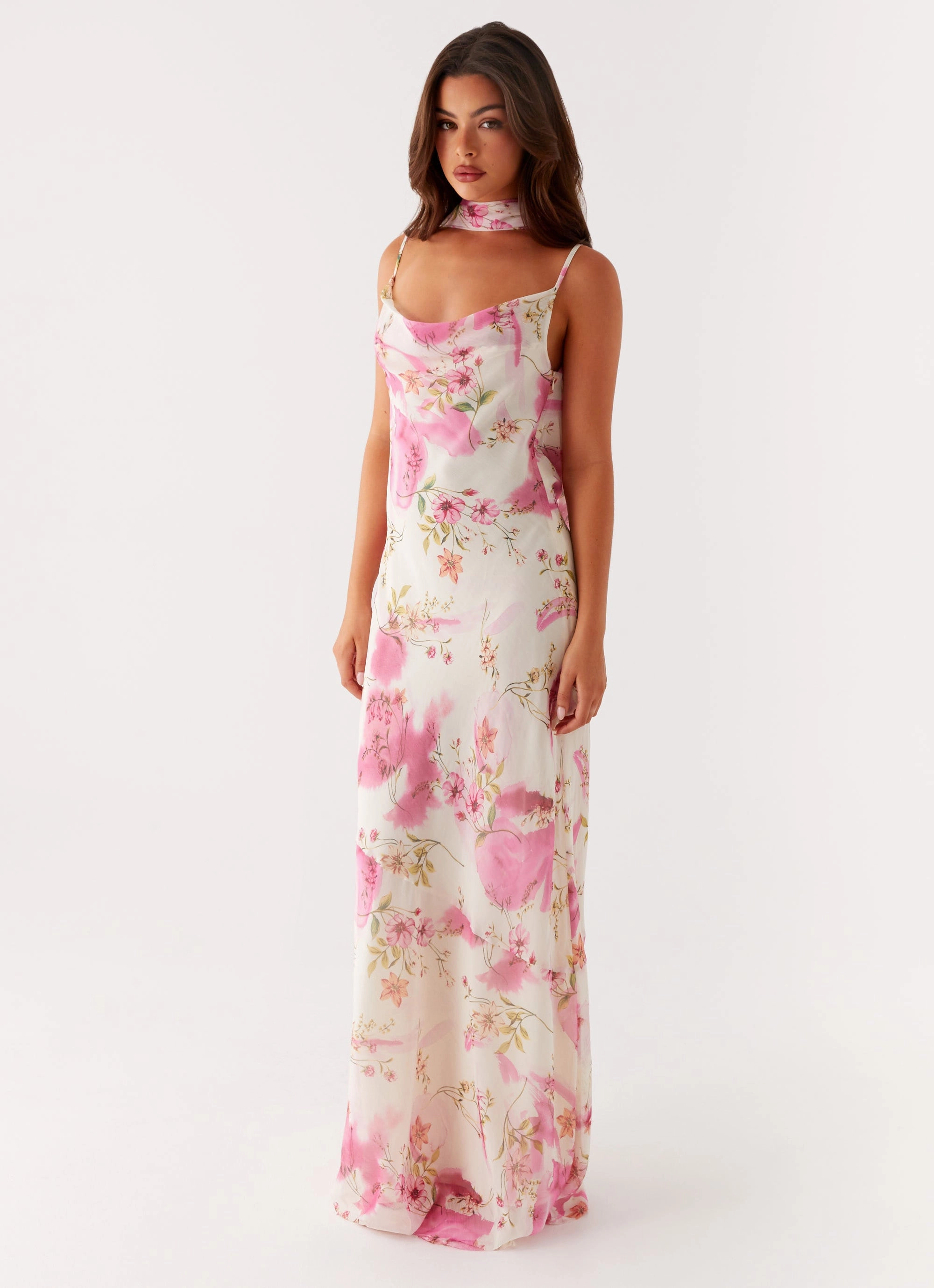 Cool Undertone Spencer Maxi Dress - Ivory Floral Print