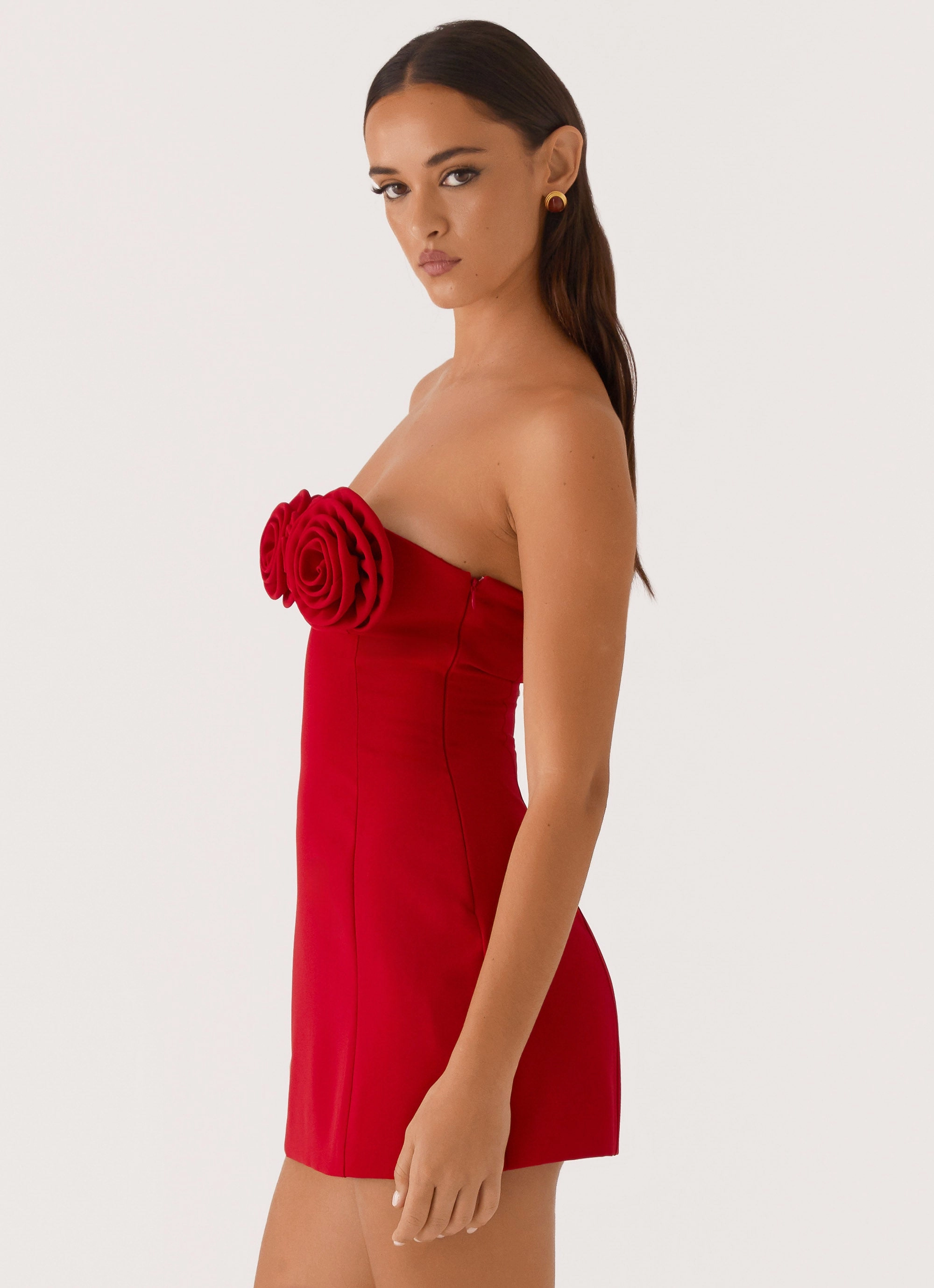 Luxe Fabric Patsie Strapless Mini Dress - Red