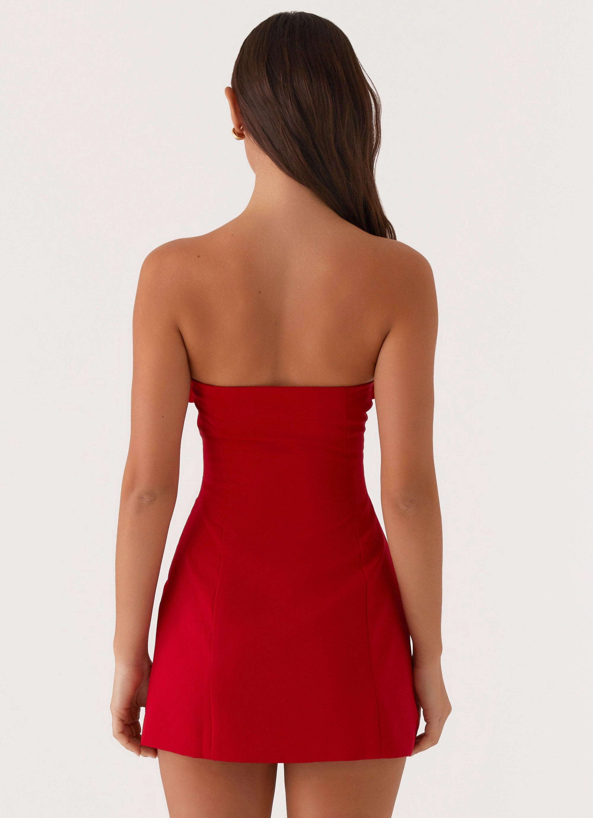 Patsie Strapless Mini Dress - Red Delicate Touch Flowy Texture