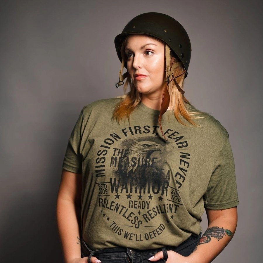 BreathableFabric Women's Mission First Boyfriend Fit T-Shirt - Military Green