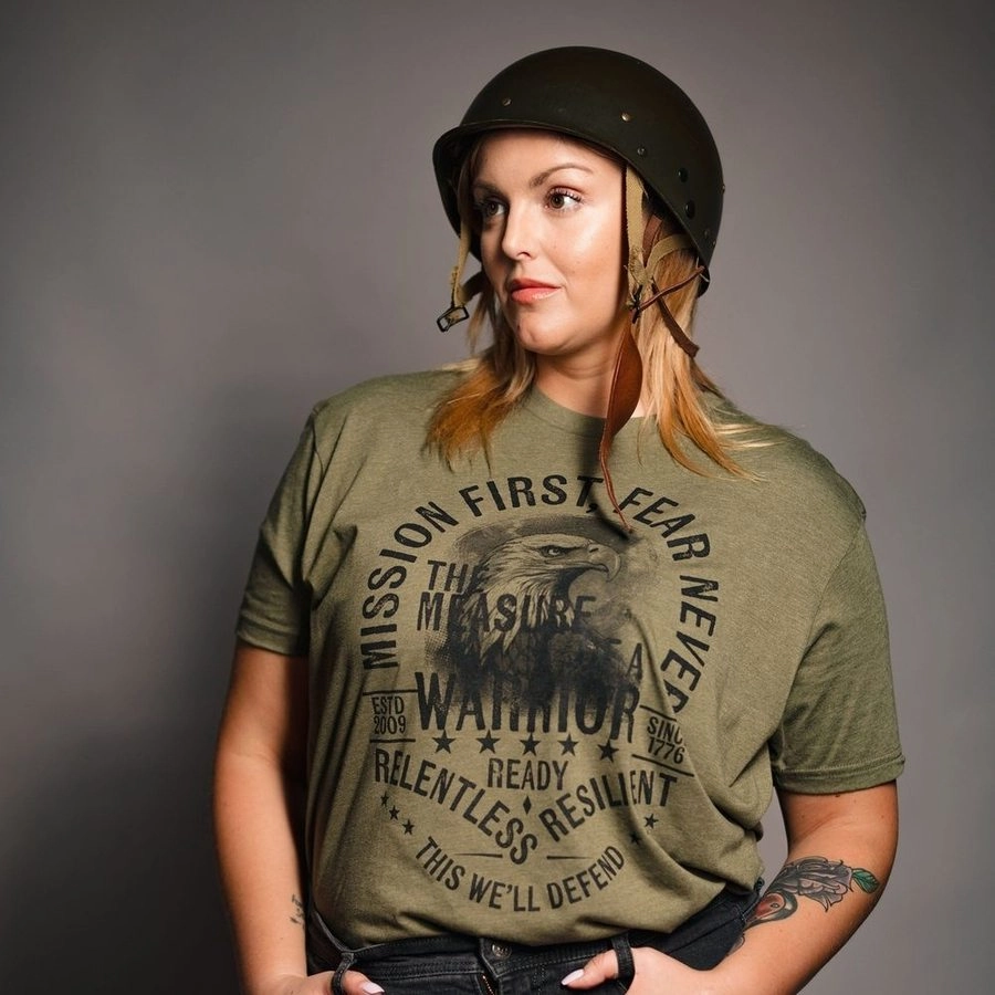 Comfy Top Women's Mission First Boyfriend Fit T-Shirt - Military Green