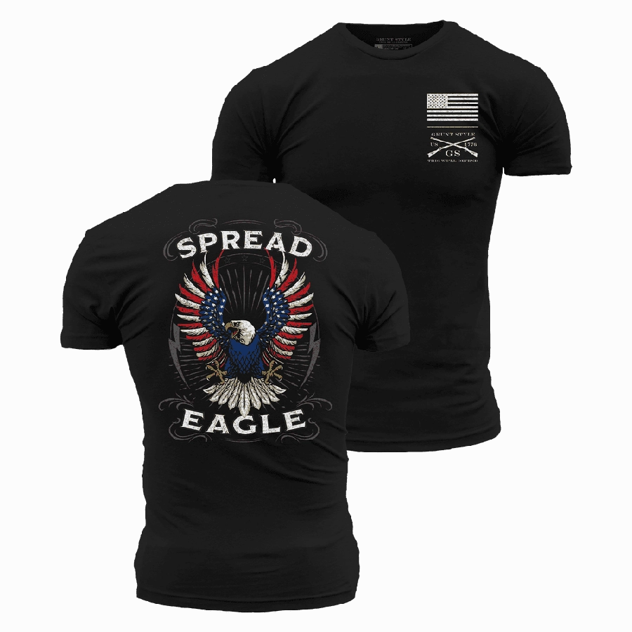 Spread Eagle T-Shirt - Black Casual Comfort Fit AntiPilling