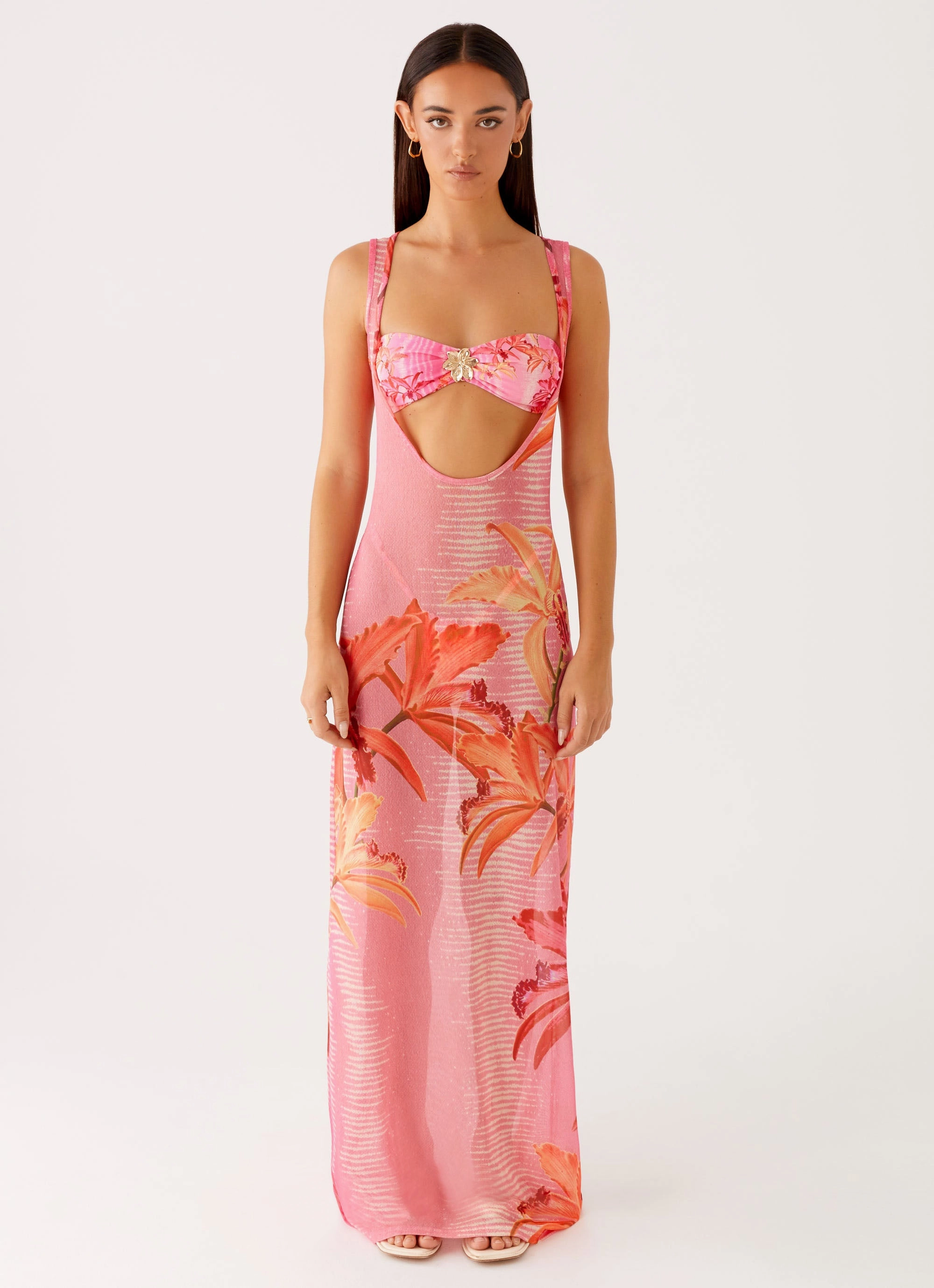 Fashion-Forward EcoFriendlyDye Sorella Maxi Dress - Tropical Pink Print