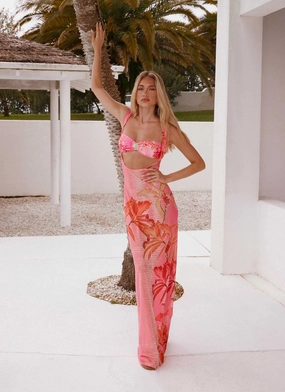Sorella Maxi Dress - Tropical Pink Print Relaxed and Effortless