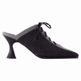 Comfortable Footbed Corset Sandals - Carel - Canvas - Black