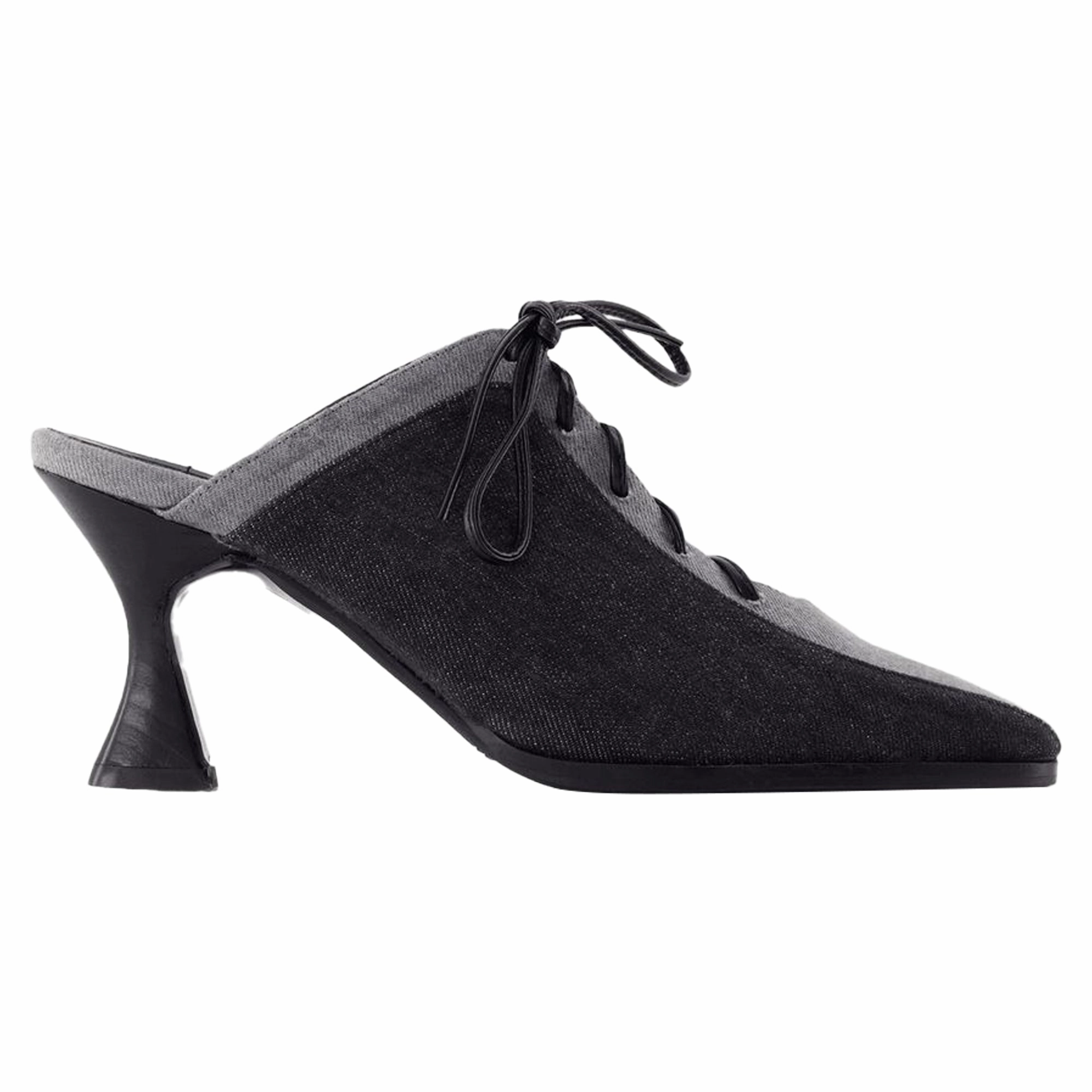 Comfortable Footbed Corset Sandals - Carel - Canvas - Black