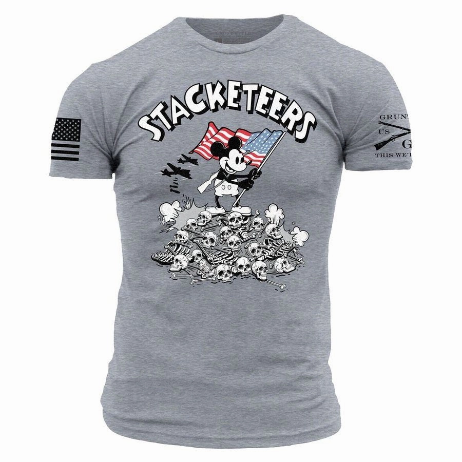 Stacketeers T-Shirt - Dark Heather Gray Pre Shrunk Cotton