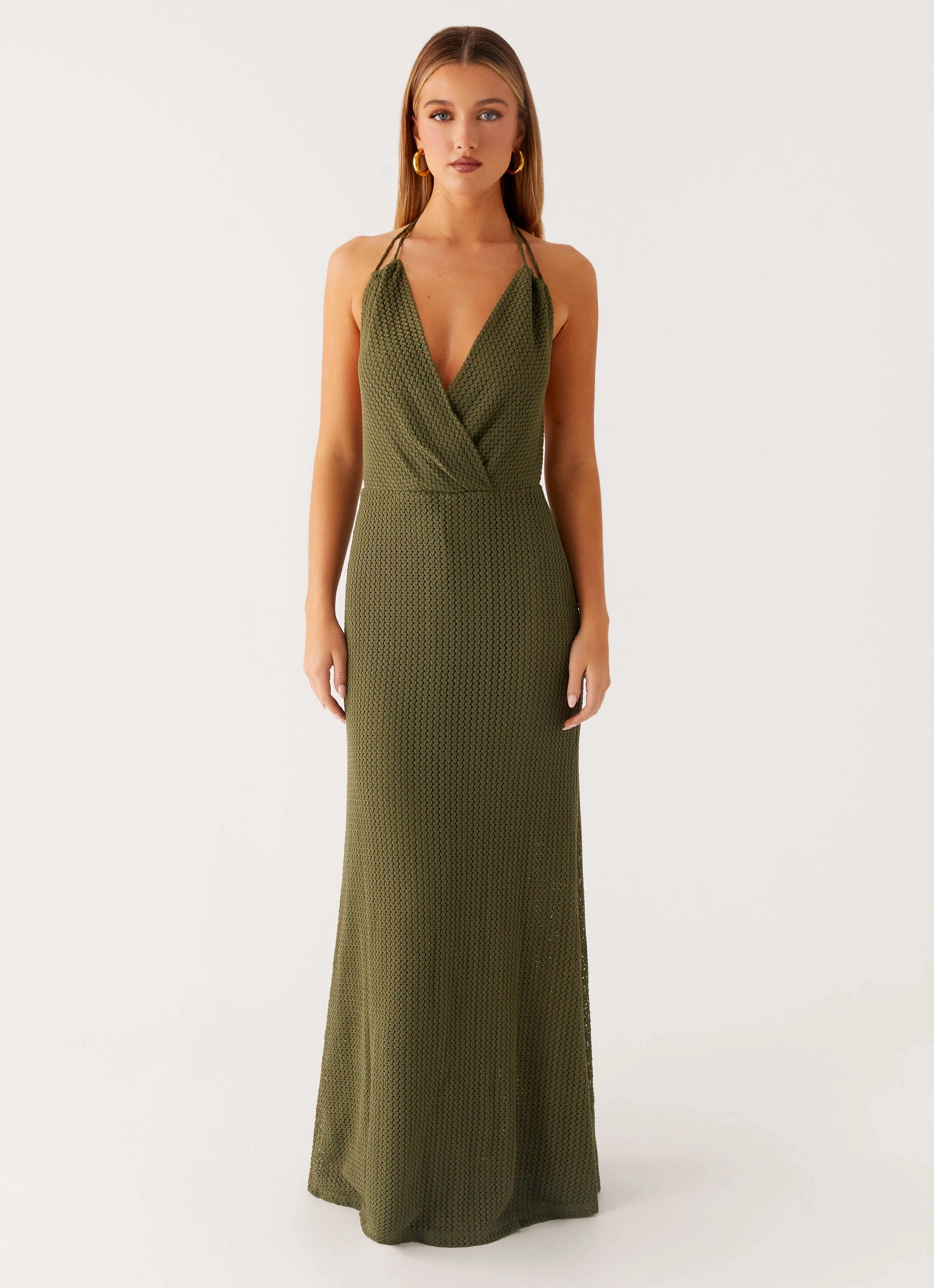 Thora Maxi Dress - Olive Magnetic-Closure Smart Cut