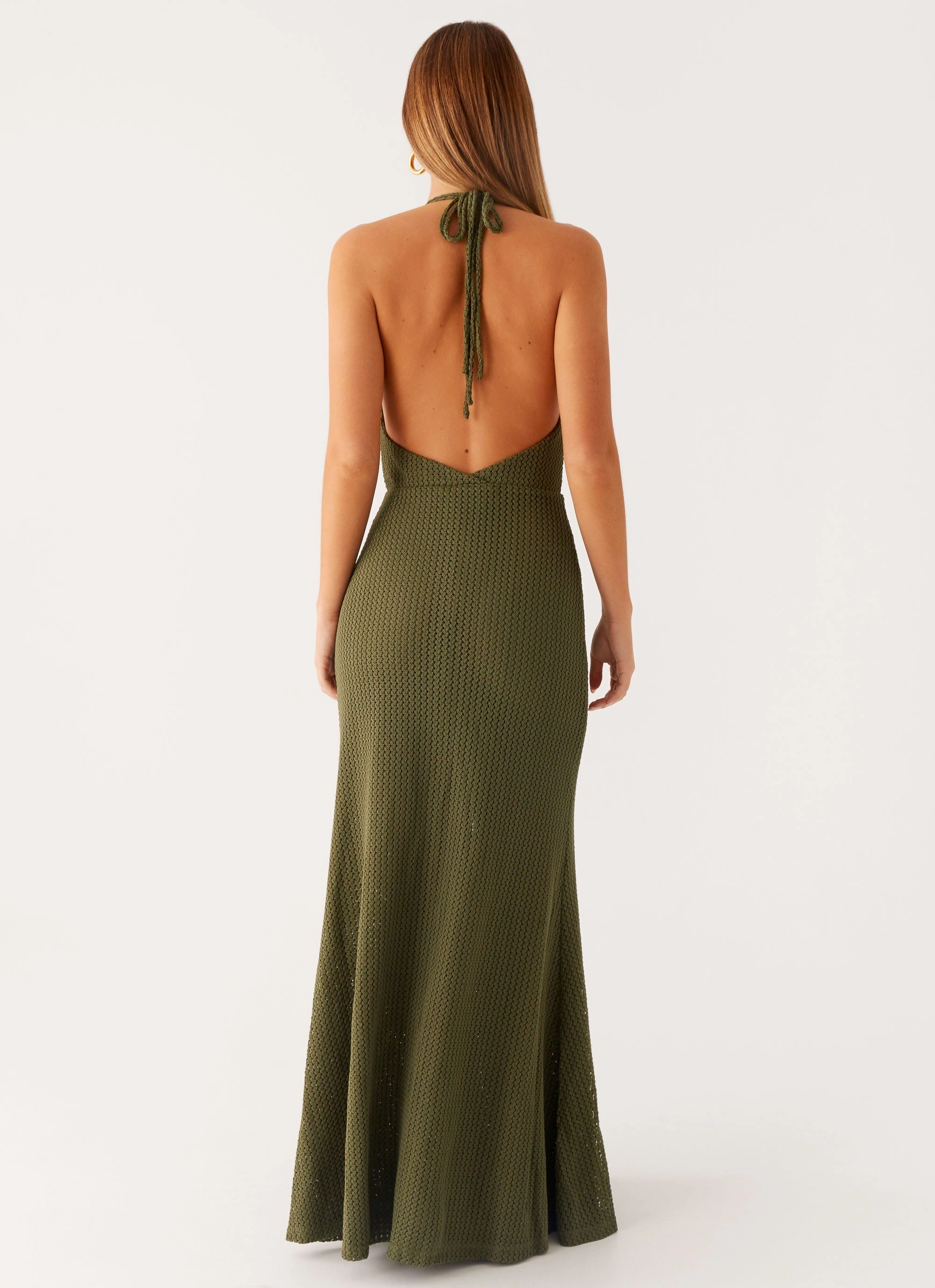 Thora Maxi Dress - Olive Casual Elegance Fashionable Cut