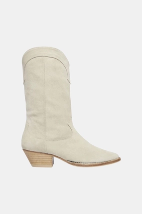 Freda Salvador Loretta Western Mid Boots in Bone Suede Durable Shell All Day Worker