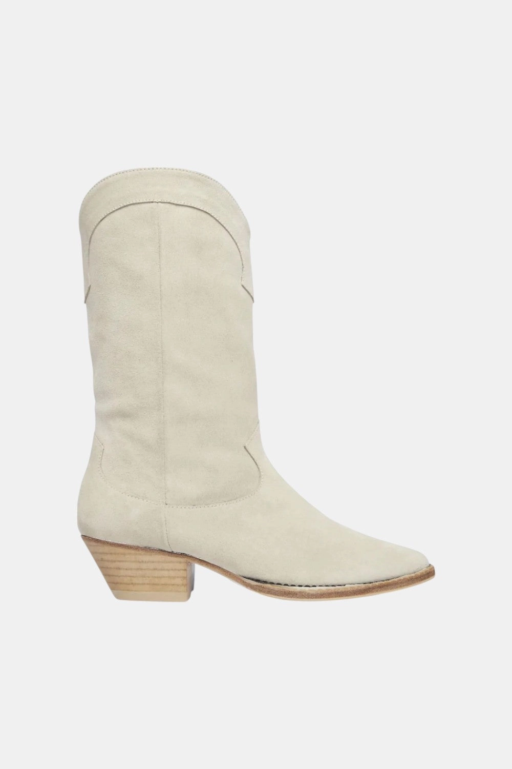 Freda Salvador Loretta Western Mid Boots in Bone Suede Adjustable buckle