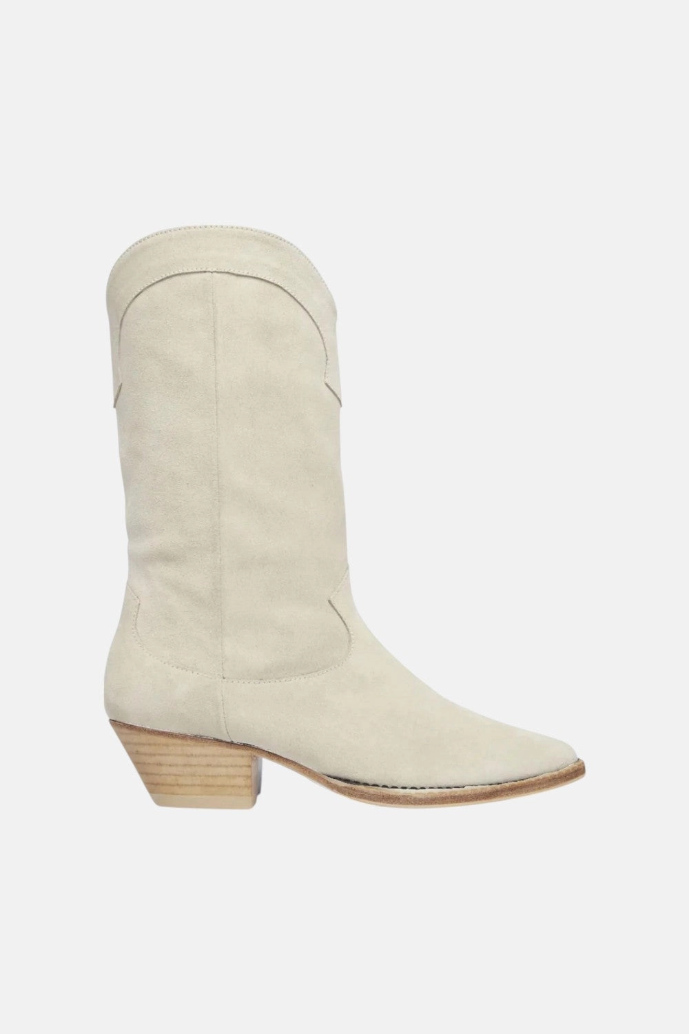 Freda Salvador Loretta Western Mid Boots in Bone Suede Waterproof Windy Weather