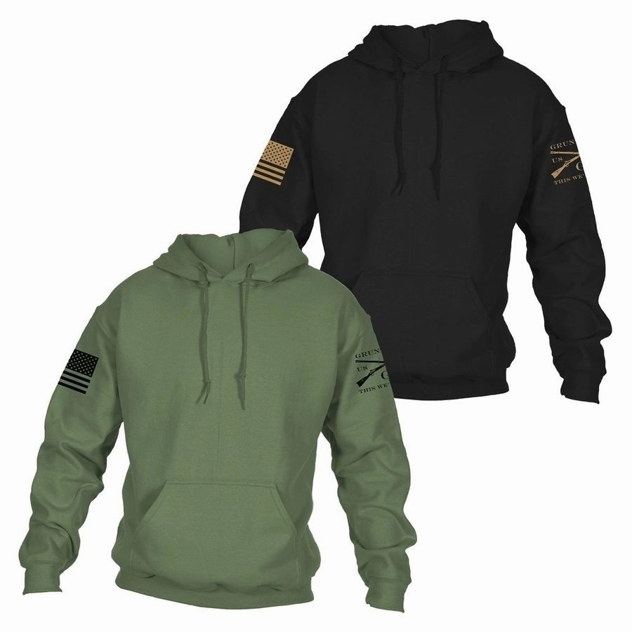 Standard Issue Core Basic Hoodie 2 Pack - Black & Military Green Style Feel Soft Design