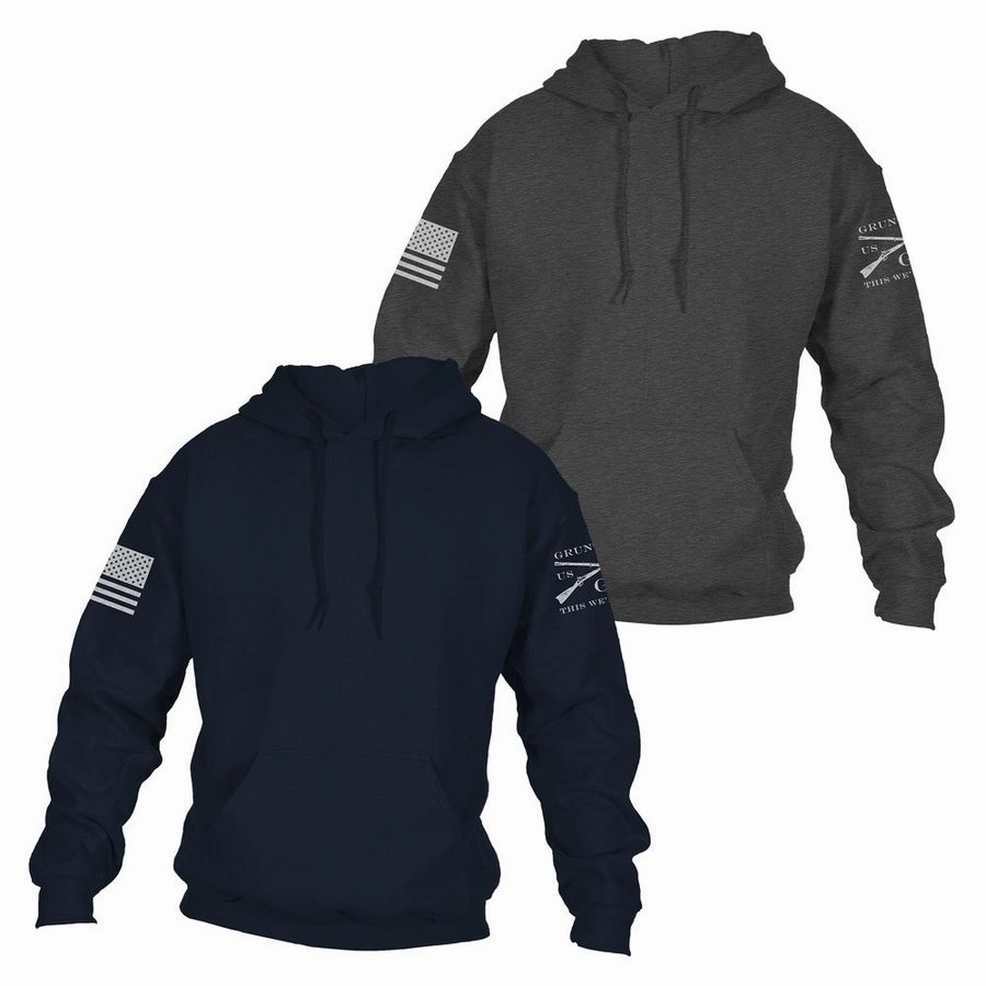 Standard Issue Core Basic Hoodie 2 Pack - Navy & Dark Heather Gray Organic Cotton School Uniform