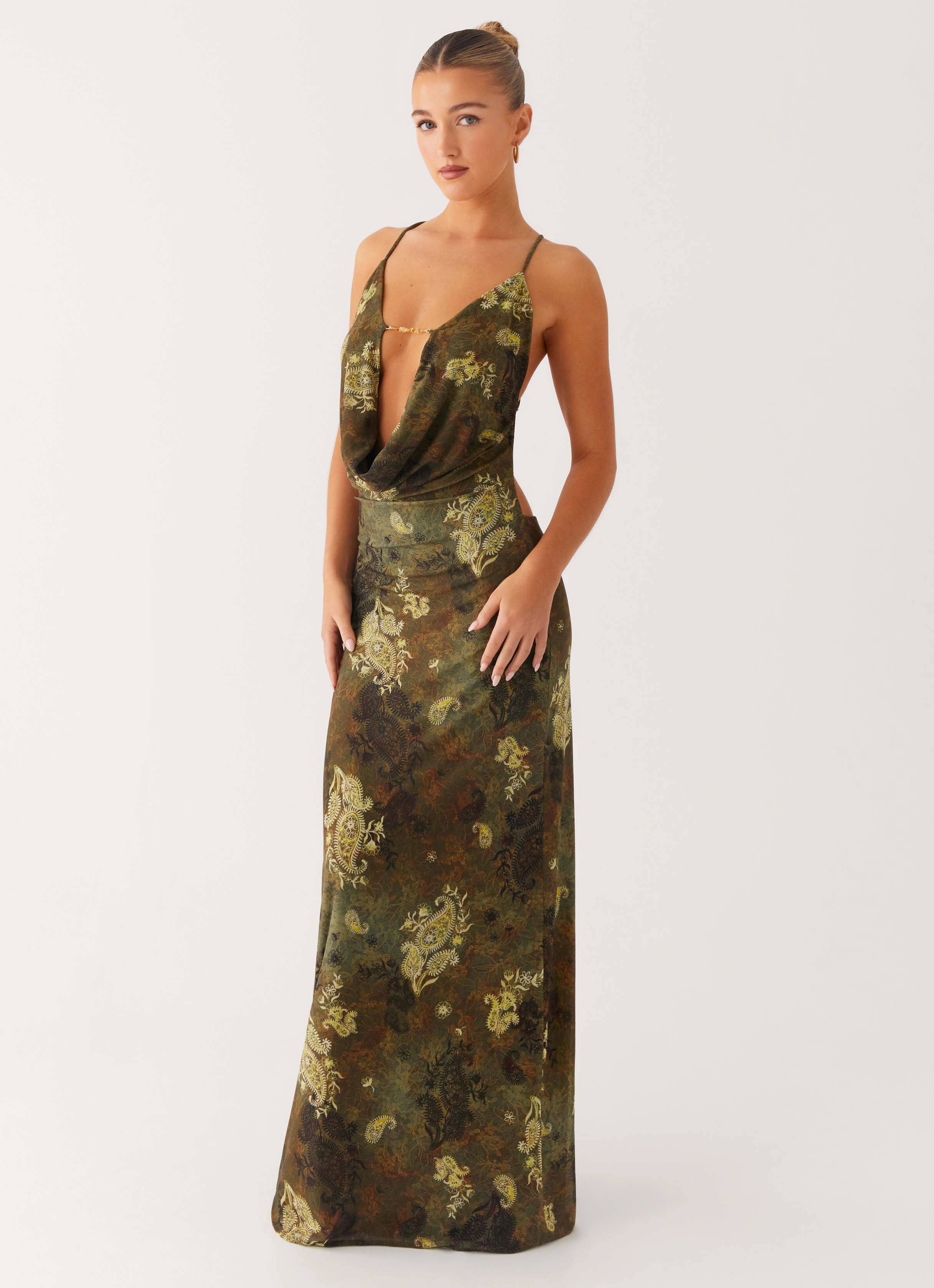 Star Fields Maxi Dress - Cyber Floral Vibrant Look Motion Light