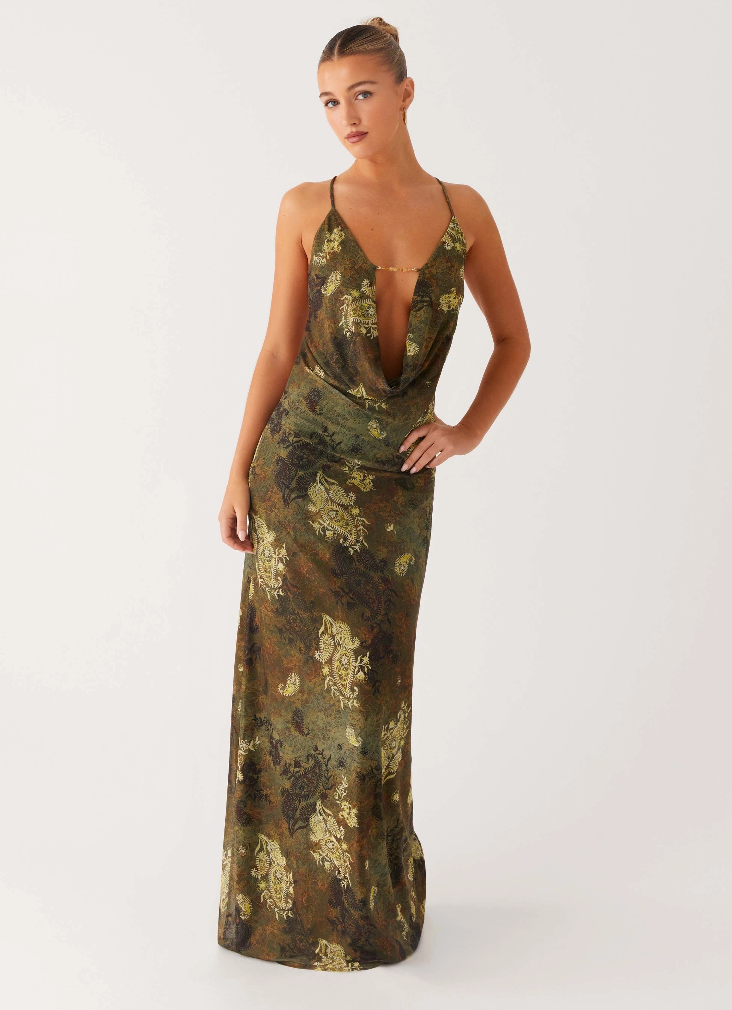 Star Fields Maxi Dress - Cyber Floral Sleek Comfort Polished Mood