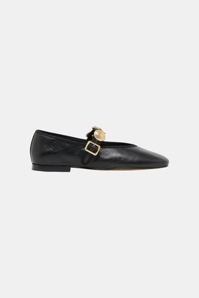 Dolce Vita Relan Ballet Flats Black Leather Cozy Walking Flats