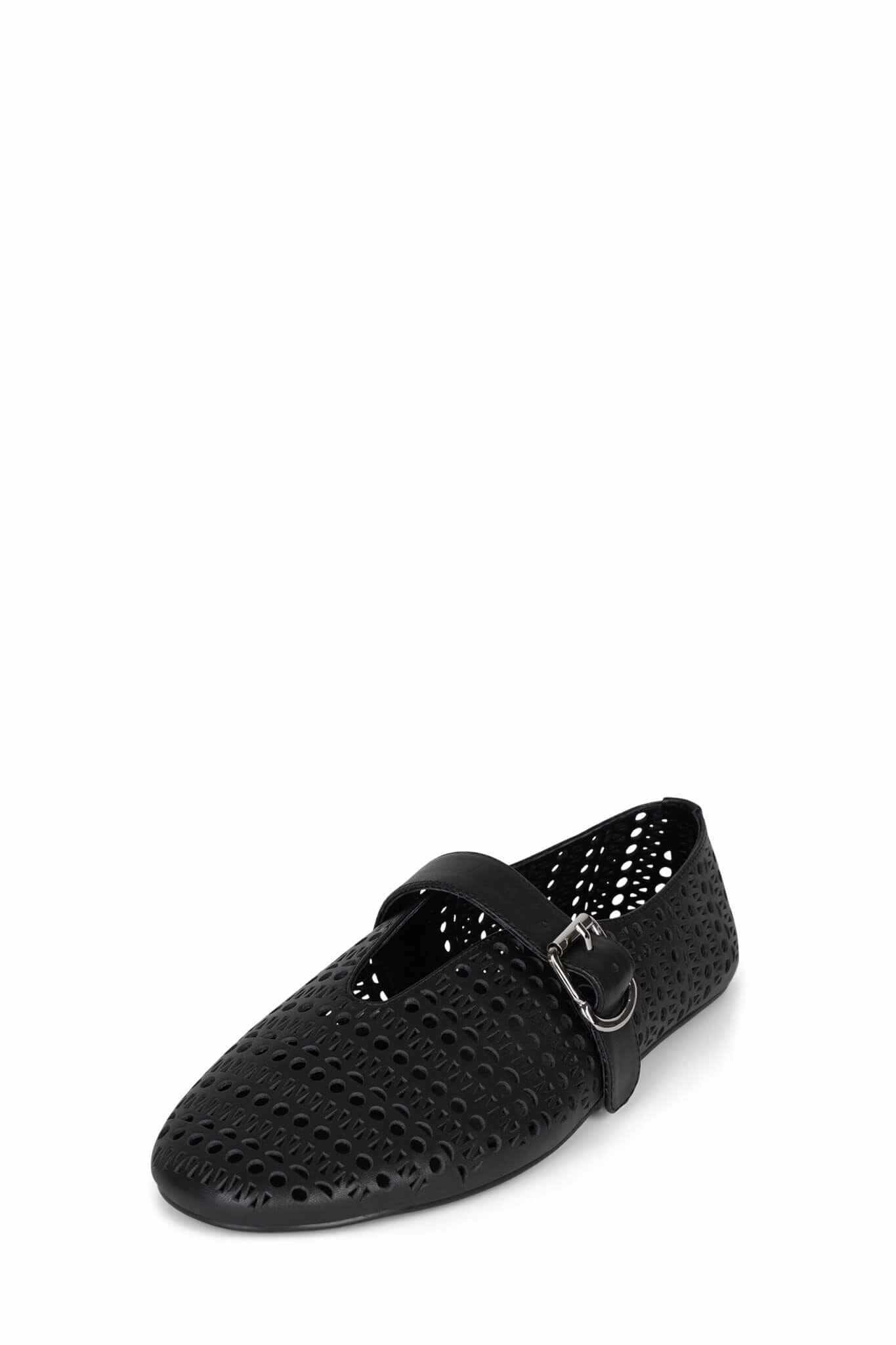 Jeffrey Campbell Shelly-LSR Flats in Black Model Step TPU sole