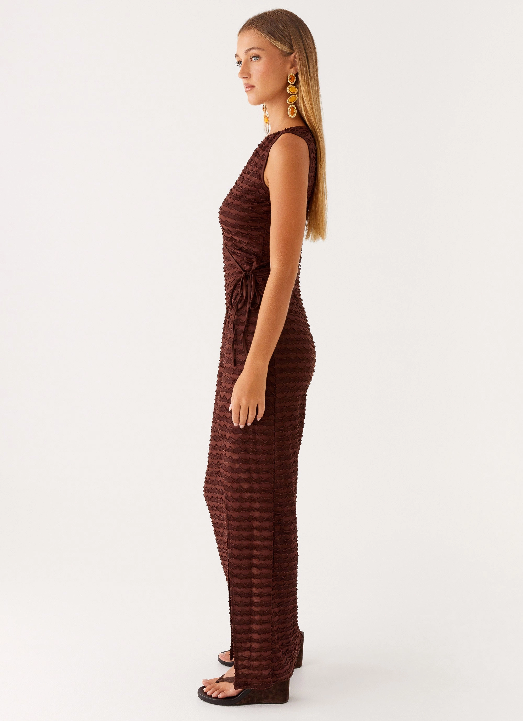Sterling Wrap Maxi Dress - Chocolate Dainty Finish