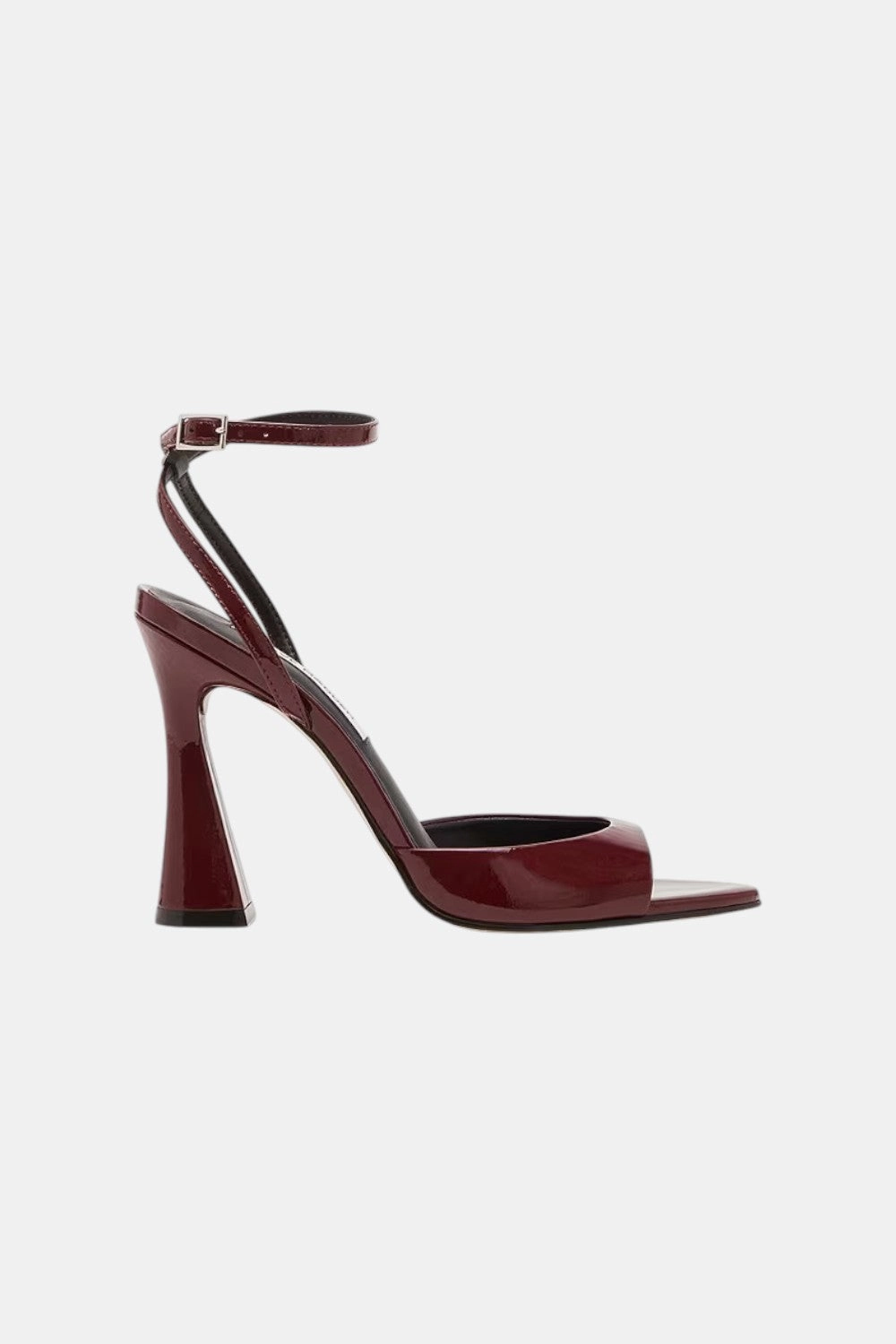 Steve Madden Beki Burgundy Patent Leather Heel Clear Heels Floral Stilettos