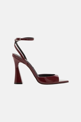 Steve Madden Beki Burgundy Patent Leather Heel Clear Heels Floral Stilettos