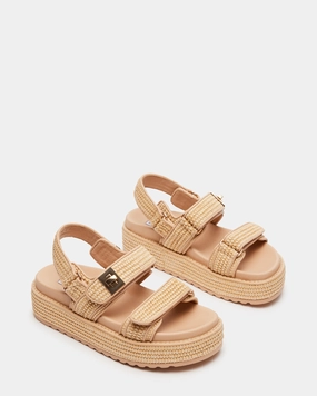 Steve Madden Bigmona Platforom Sandal in Natural Raffia EVA Material
