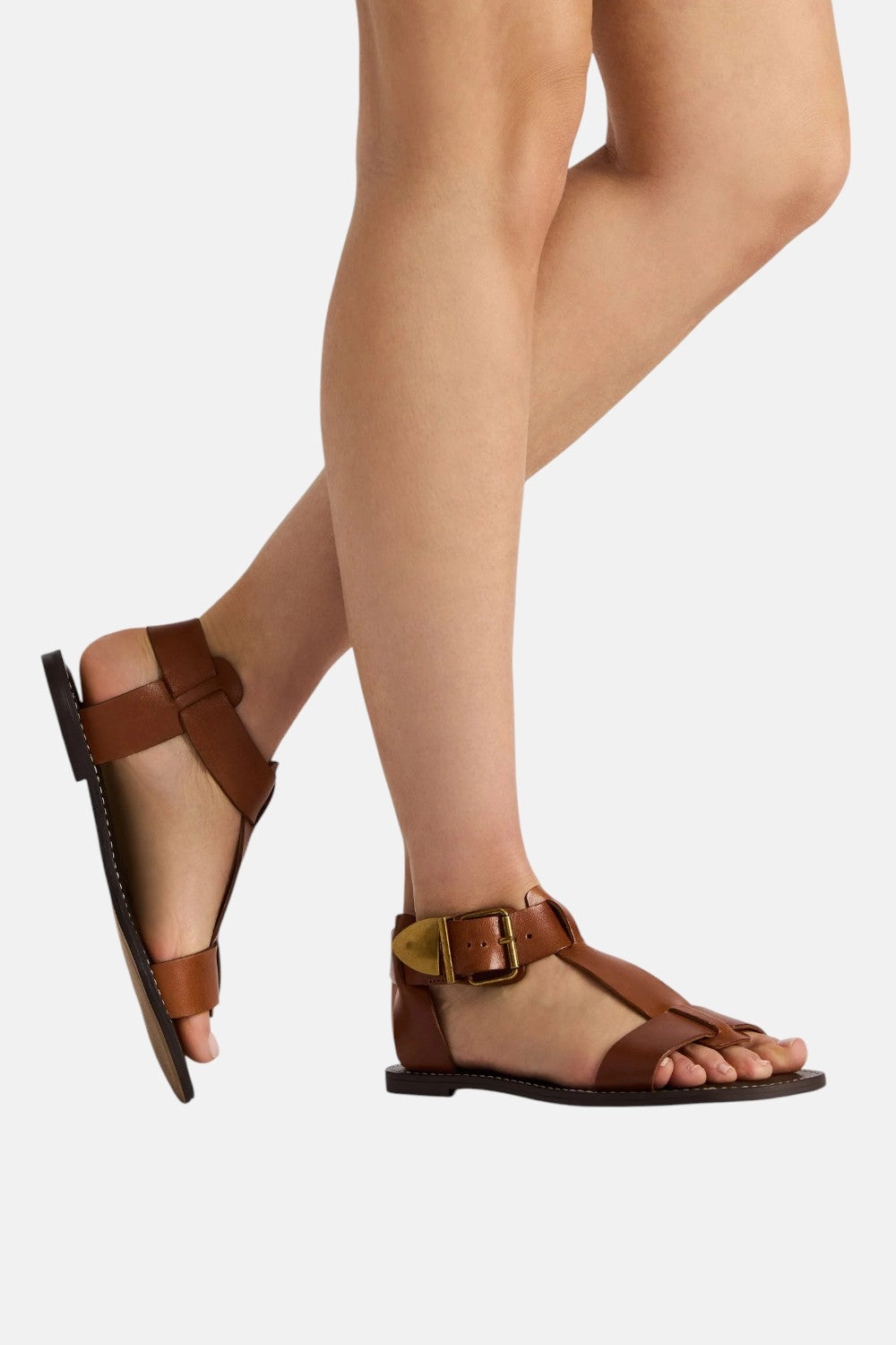 Poolside Ready Steve Madden Brazinn Tan Leather Strappy Flat