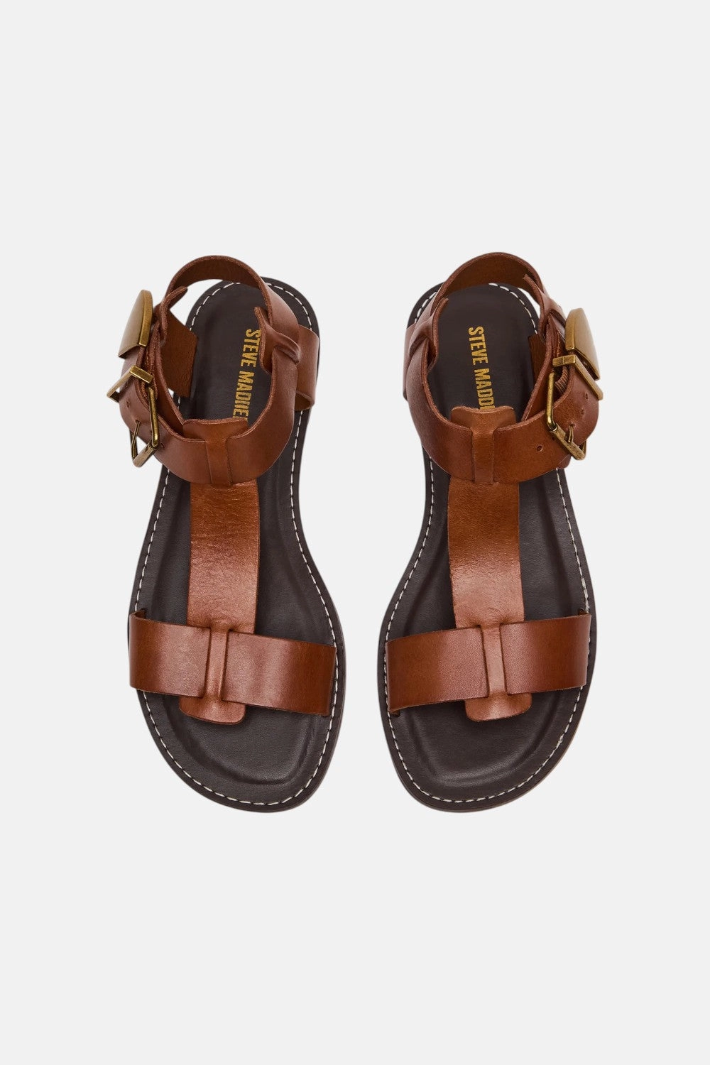 Steve Madden Brazinn Tan Leather Strappy Flat Abrasion resistant Breathable mesh panel