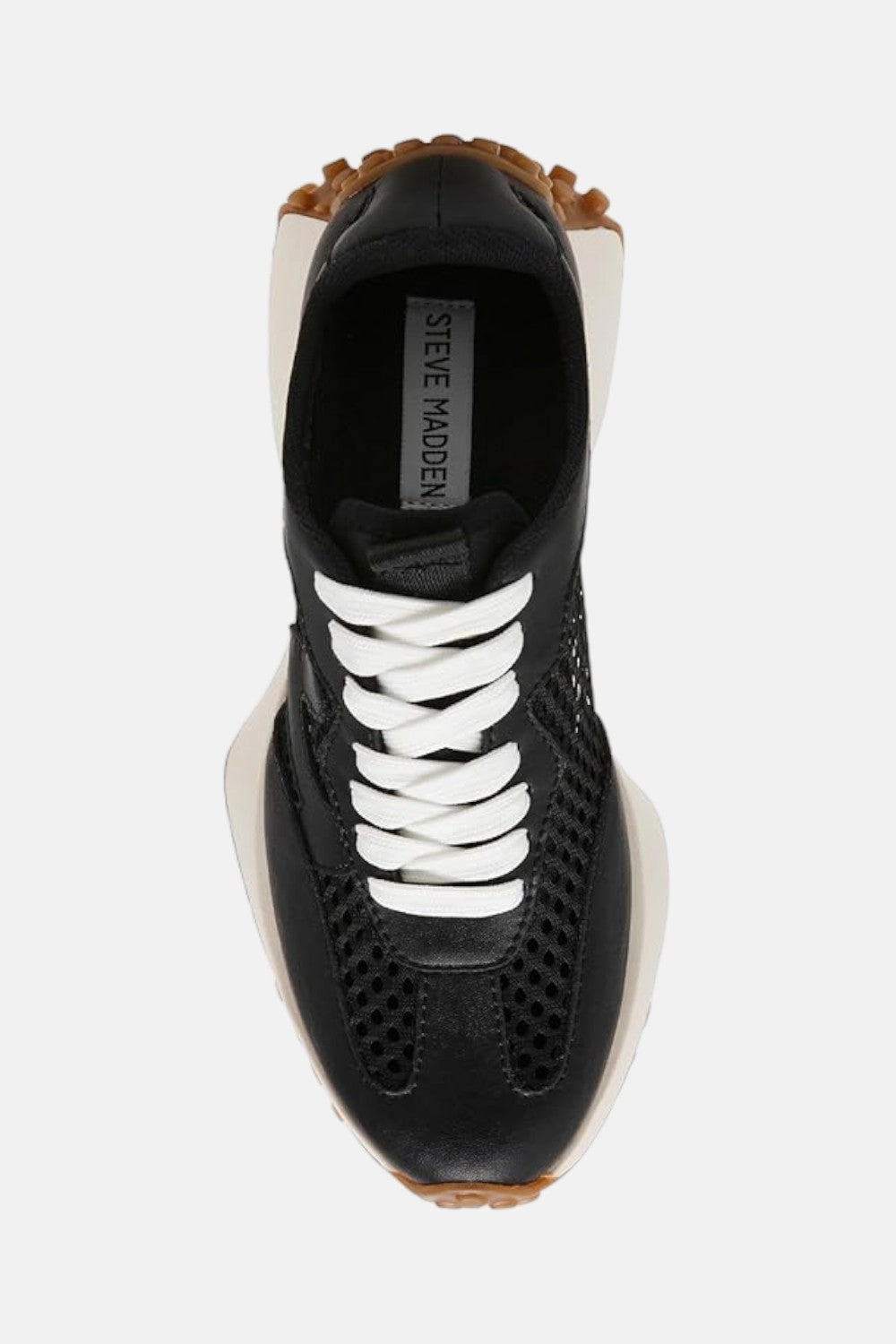 Ease Wear Cushioned Upper Steve Madden Campo Sneakers in Black Mesh
