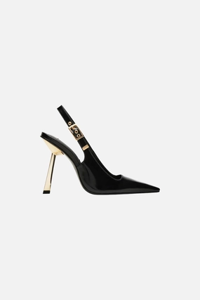 Steve Madden Divine Pump in Black Leather Bejeweled Heels