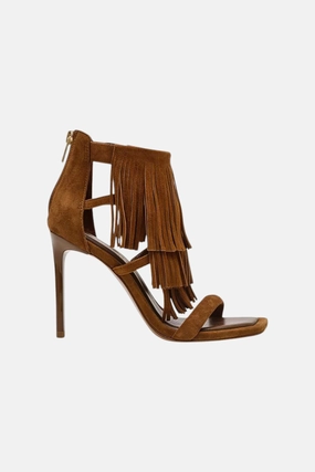 Airflow Optimized Design Steve Madden Fringzy Suede Dress Sandal in Chestnut
