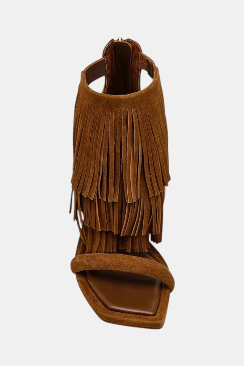 Comfortable Step Comfort Cushioning Steve Madden Fringzy Suede Dress Sandal in Chestnut
