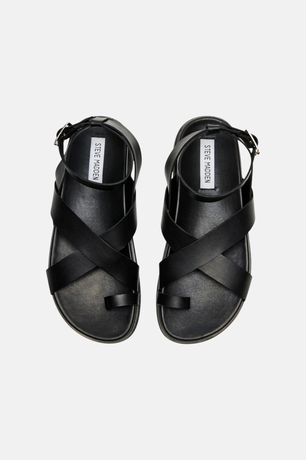 Steve Madden Mira Black Leather Sandal Comfy Sandals Soft Sandal Fit