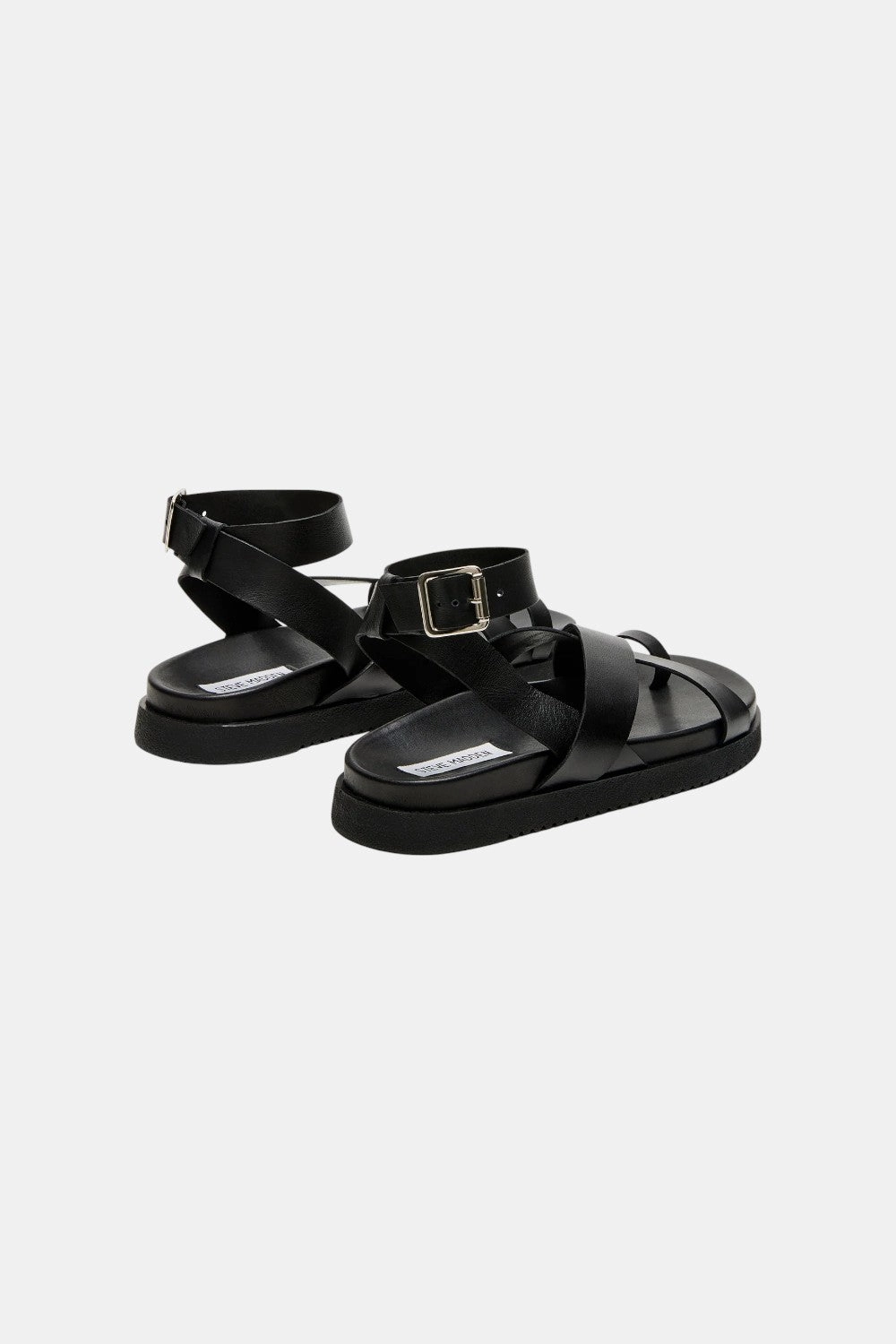 Steve Madden Mira Black Leather Sandal Adaptive Fit