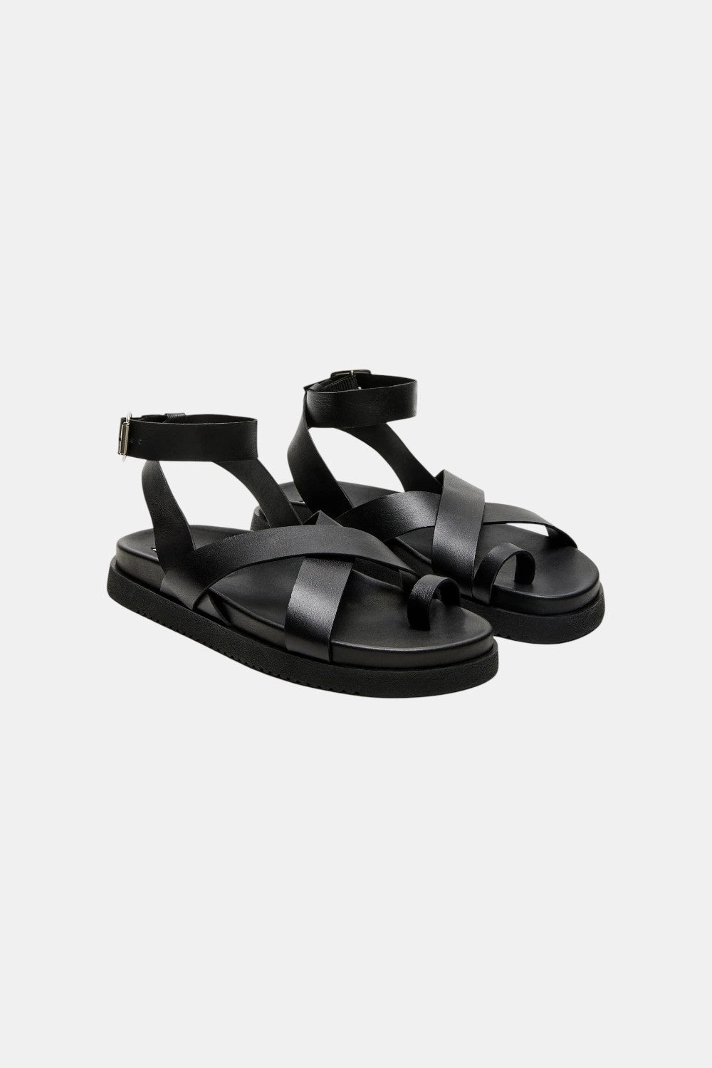 Multi   Purpose Steve Madden Mira Black Leather Sandal