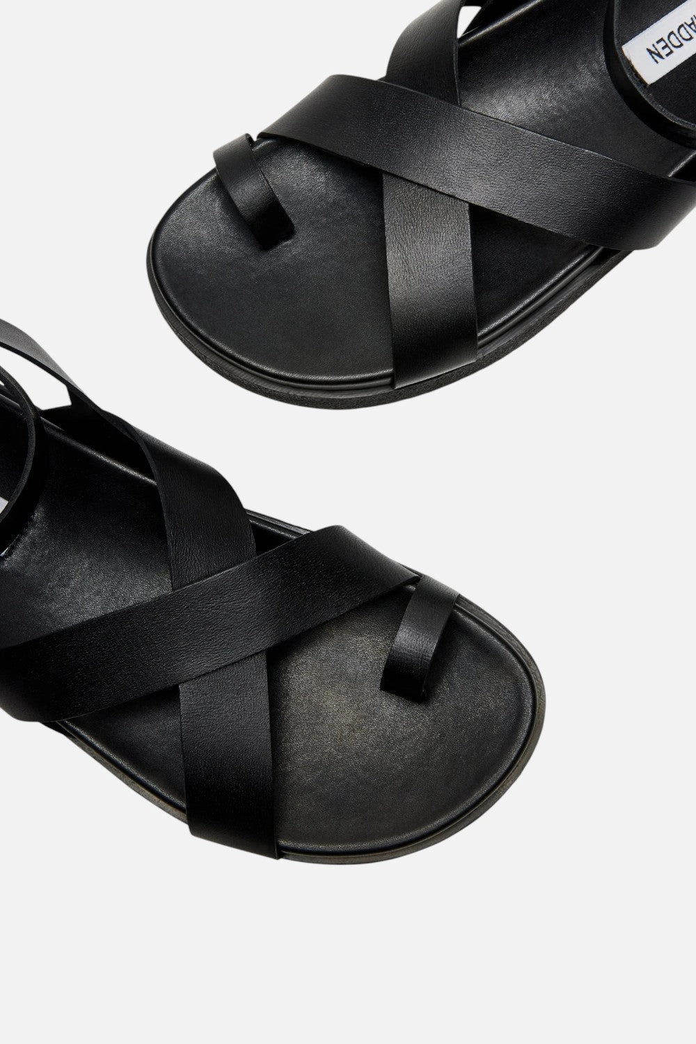 No Fuss Steve Madden Mira Black Leather Sandal