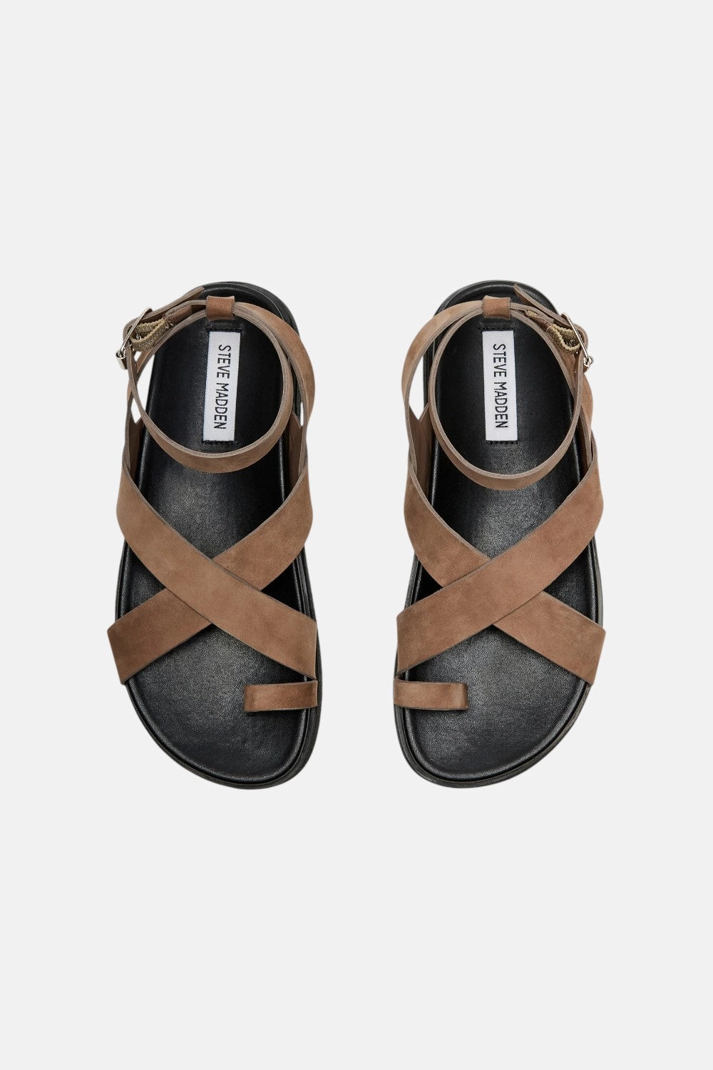 Steve Madden Mira Taupe Nubuck Sandal Anti Bacterial Treatment Instant Slip On