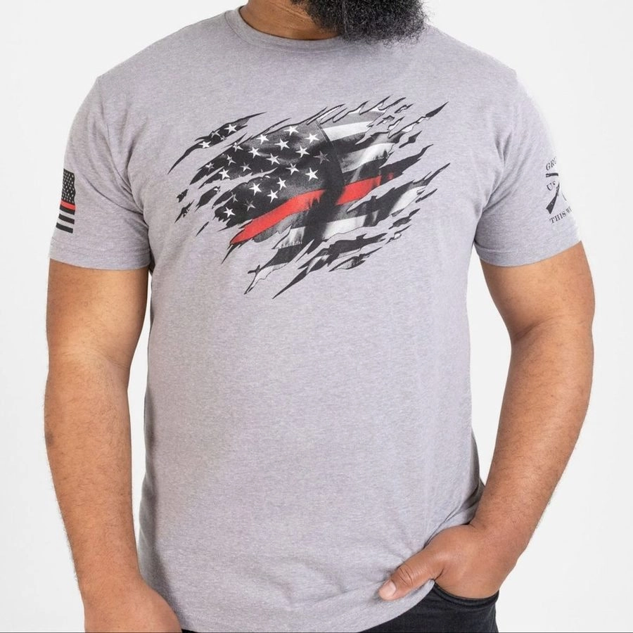 Still Standing Red Line T-Shirt - Dark Heather Gray Stylish Design