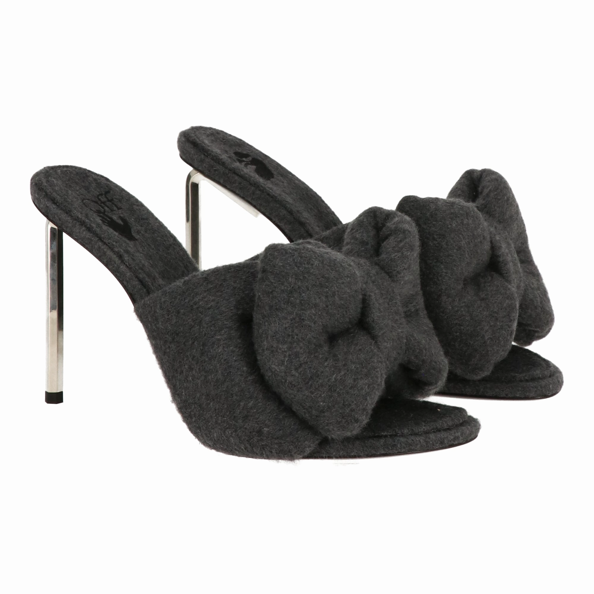 Lightweight Padded Off White Womens Grey/Silver Mule