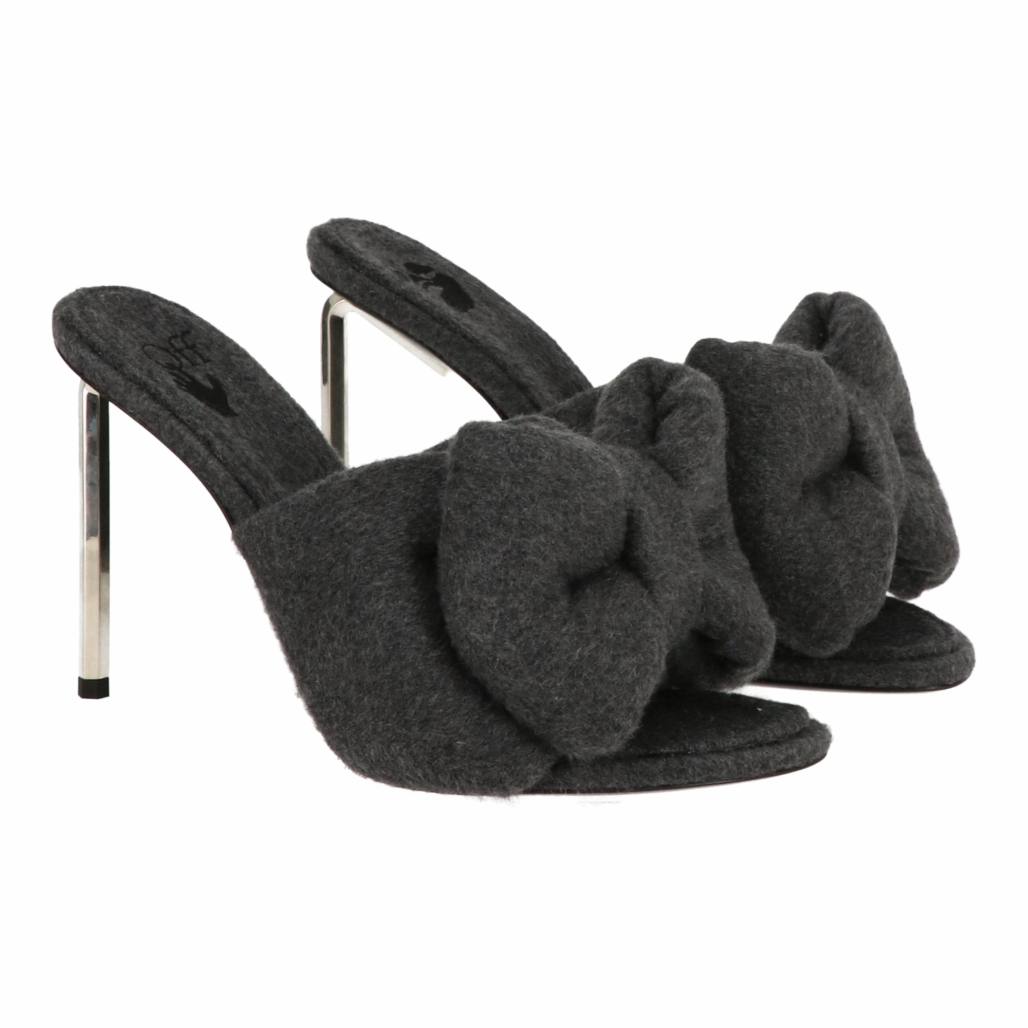 Off White Womens Grey/Silver Mule Open Toe Style