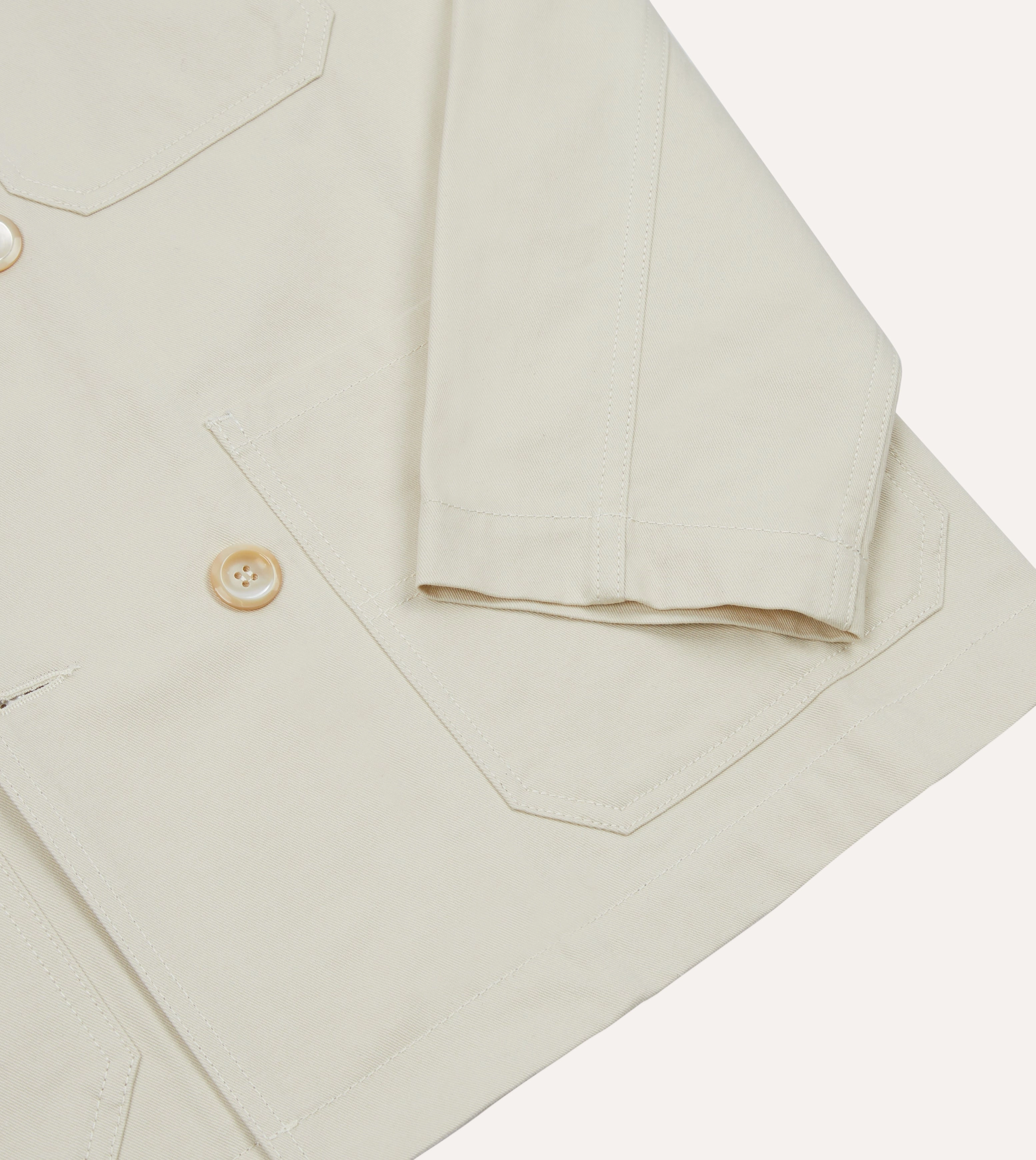 Smart Look Ecru Cotton Double-Breasted Chore Coat