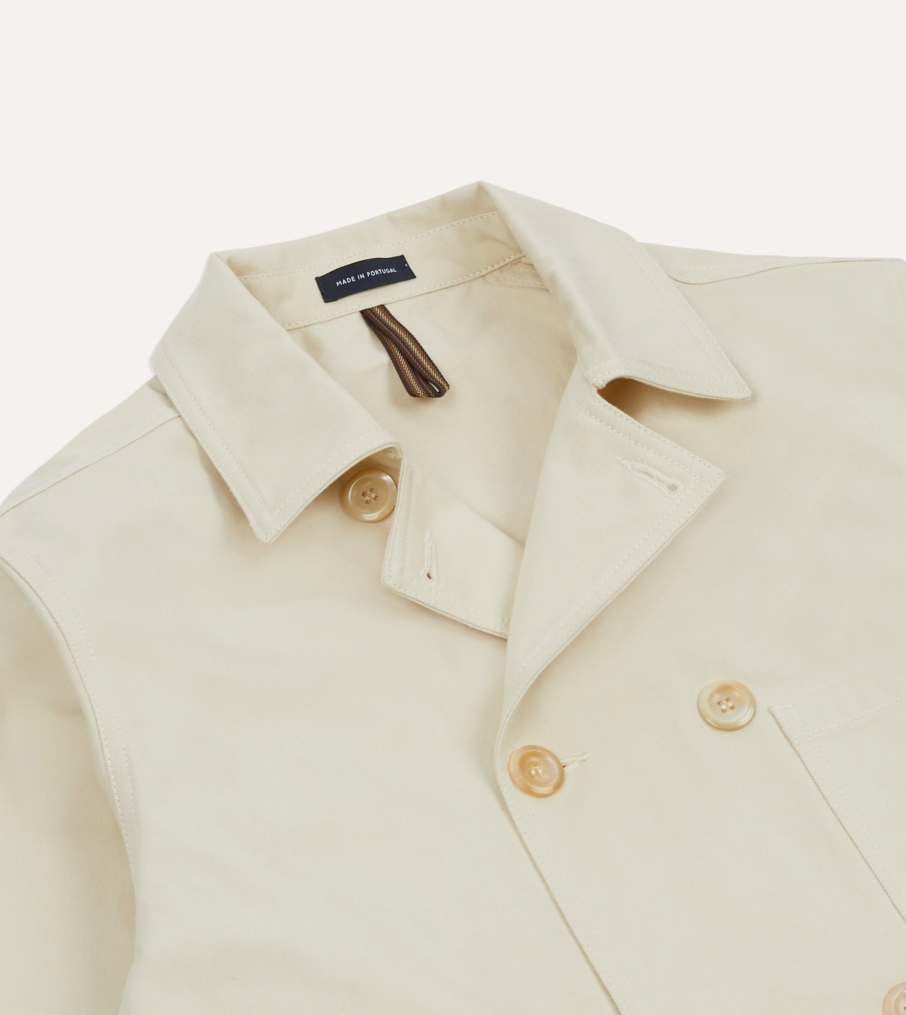 Ecru Cotton Double-Breasted Chore Coat Core Utility Card